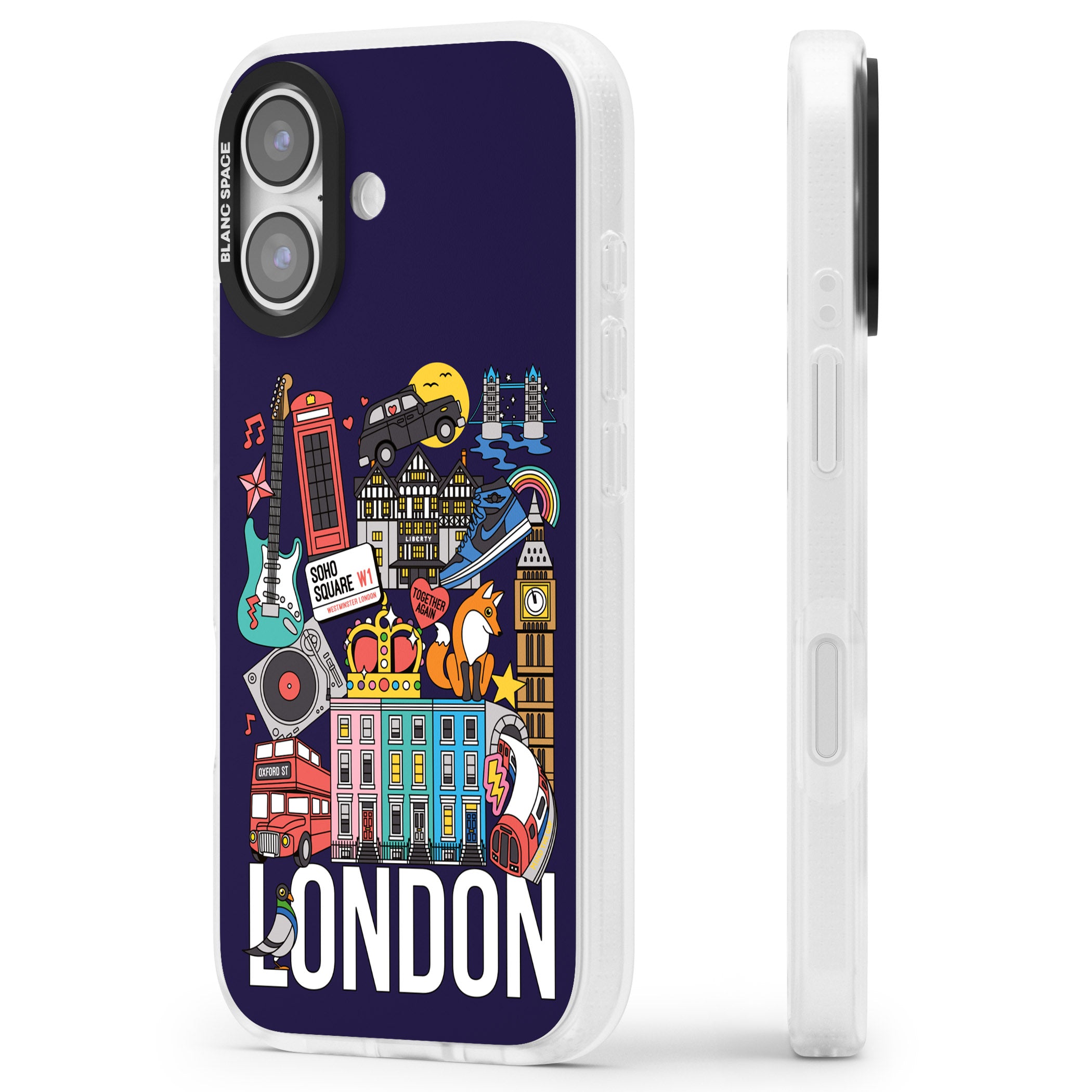 London Calling iPhone 17 Impact Air Clear Phone Case Side Profile