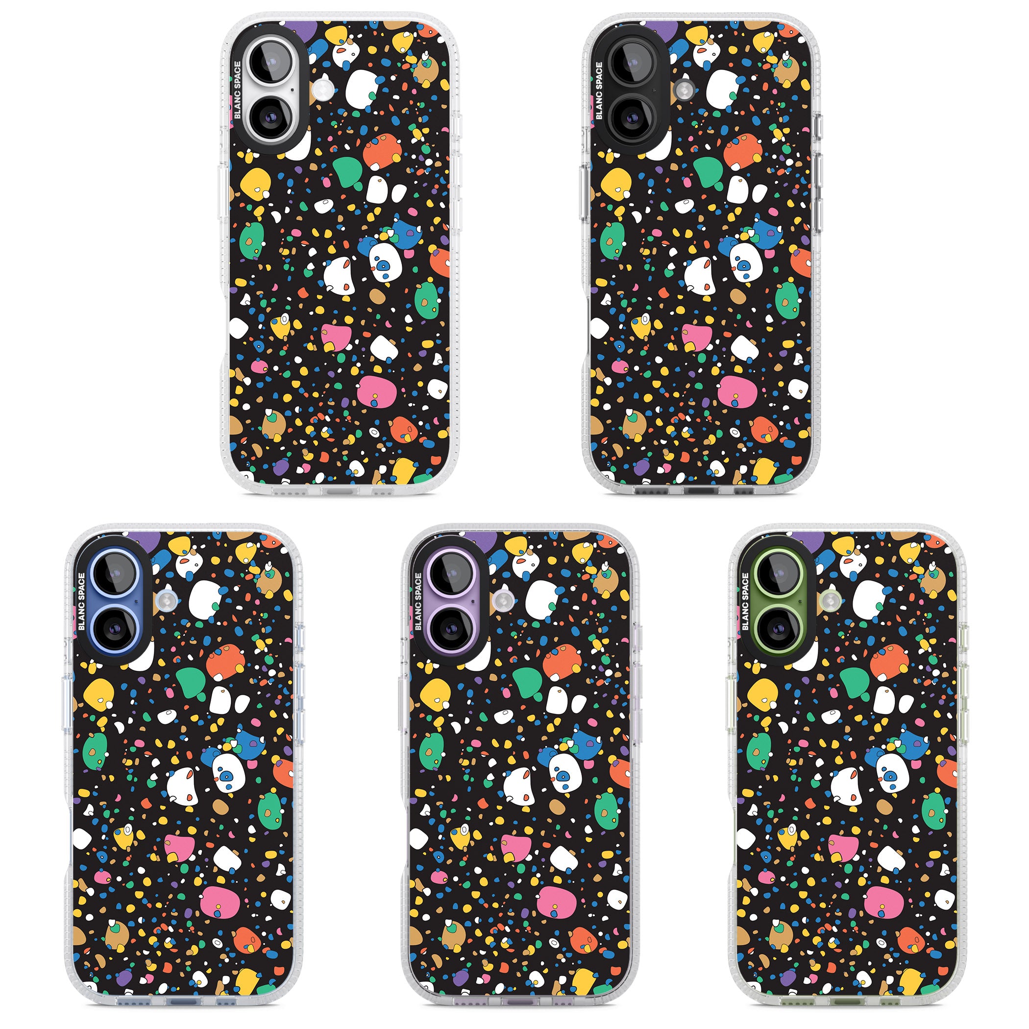 Colourful Confetti Pebbles (Black) iPhone 17 Impact Air Clear Phone Case APT Impact Protection