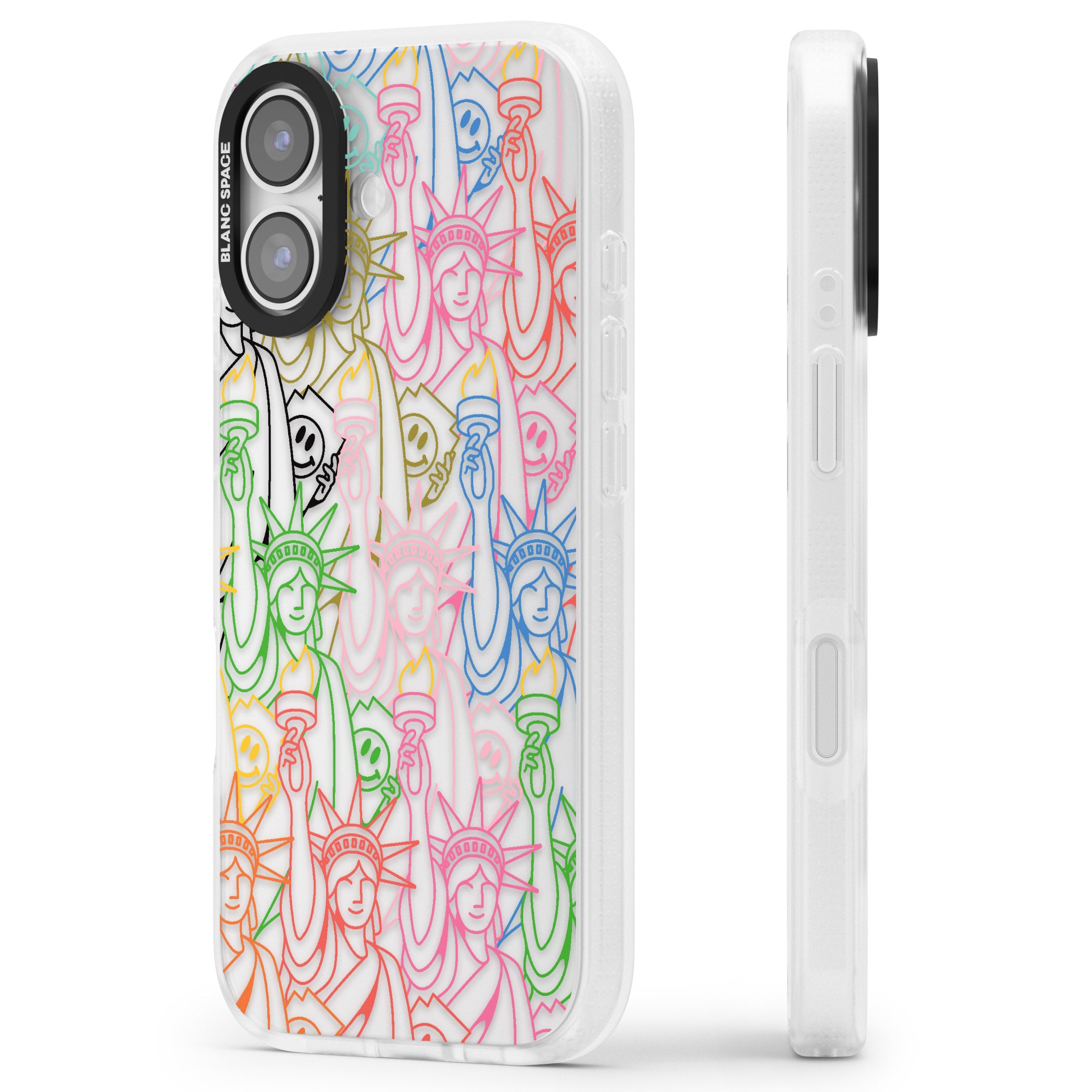 Multicolour Liberty Line Pattern iPhone 17 Impact Air Clear Phone Case Side Profile