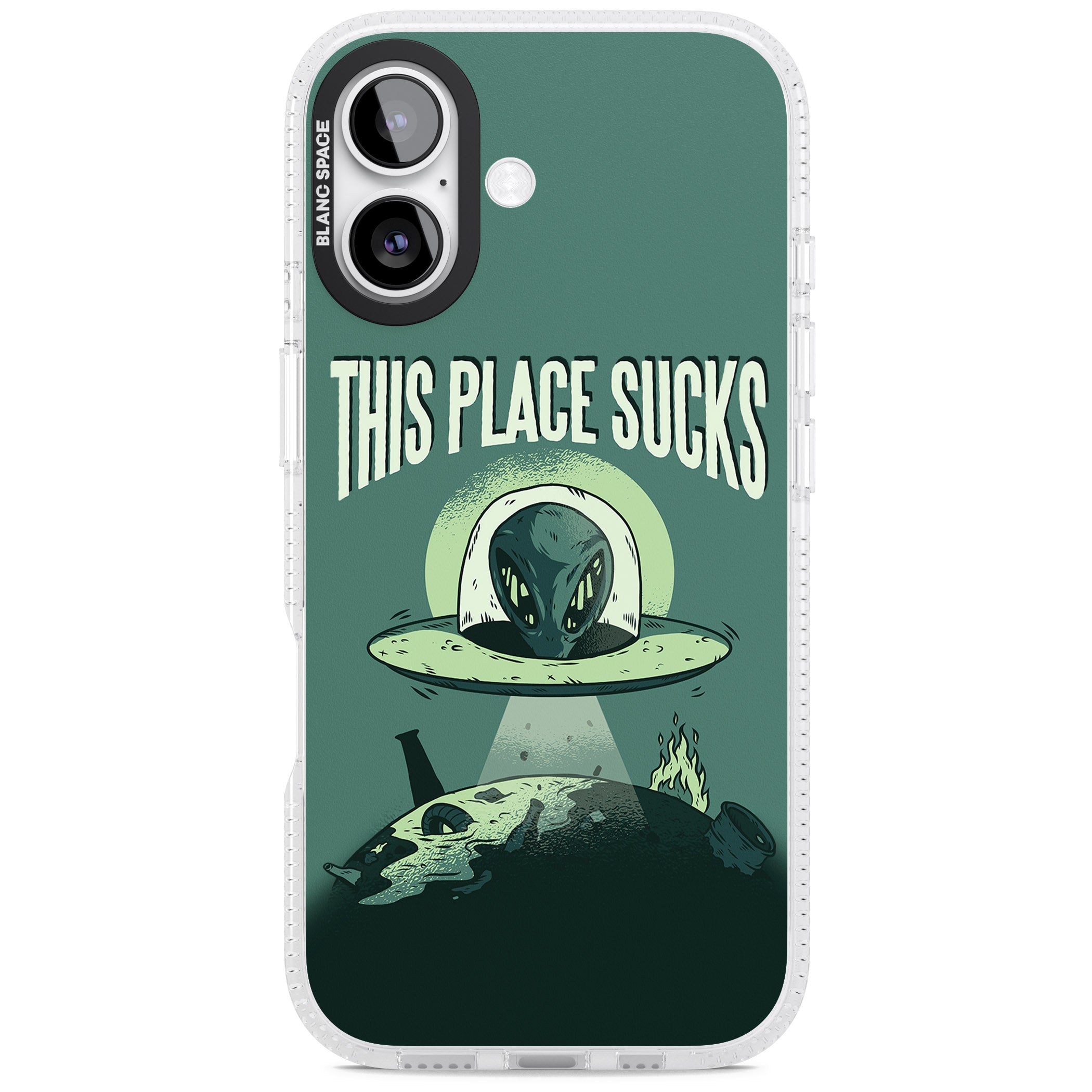 Earth Sucks iPhone 17 Impact Air Clear Phone Case