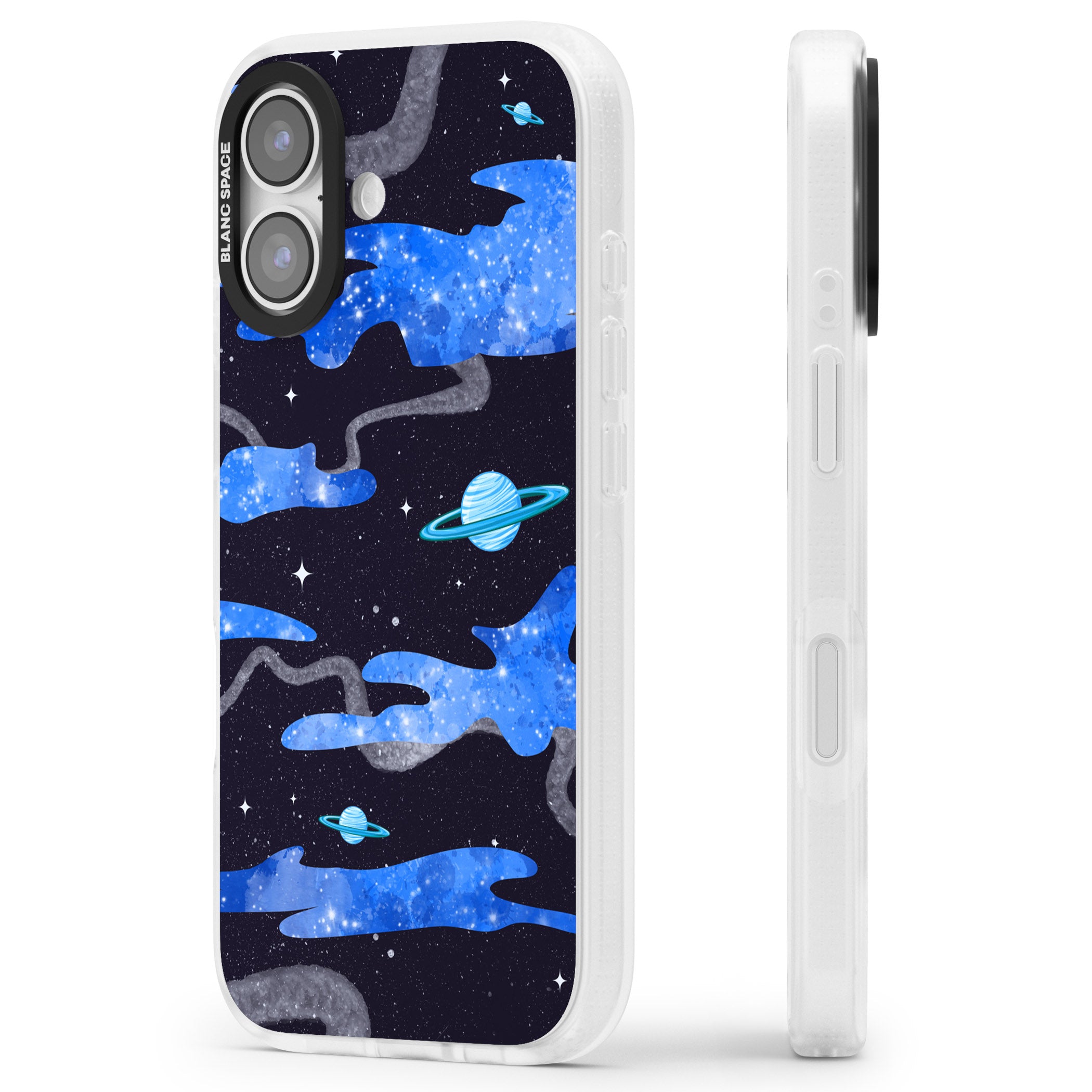 Blue Galaxy iPhone 17 Impact Air Clear Phone Case Side Profile