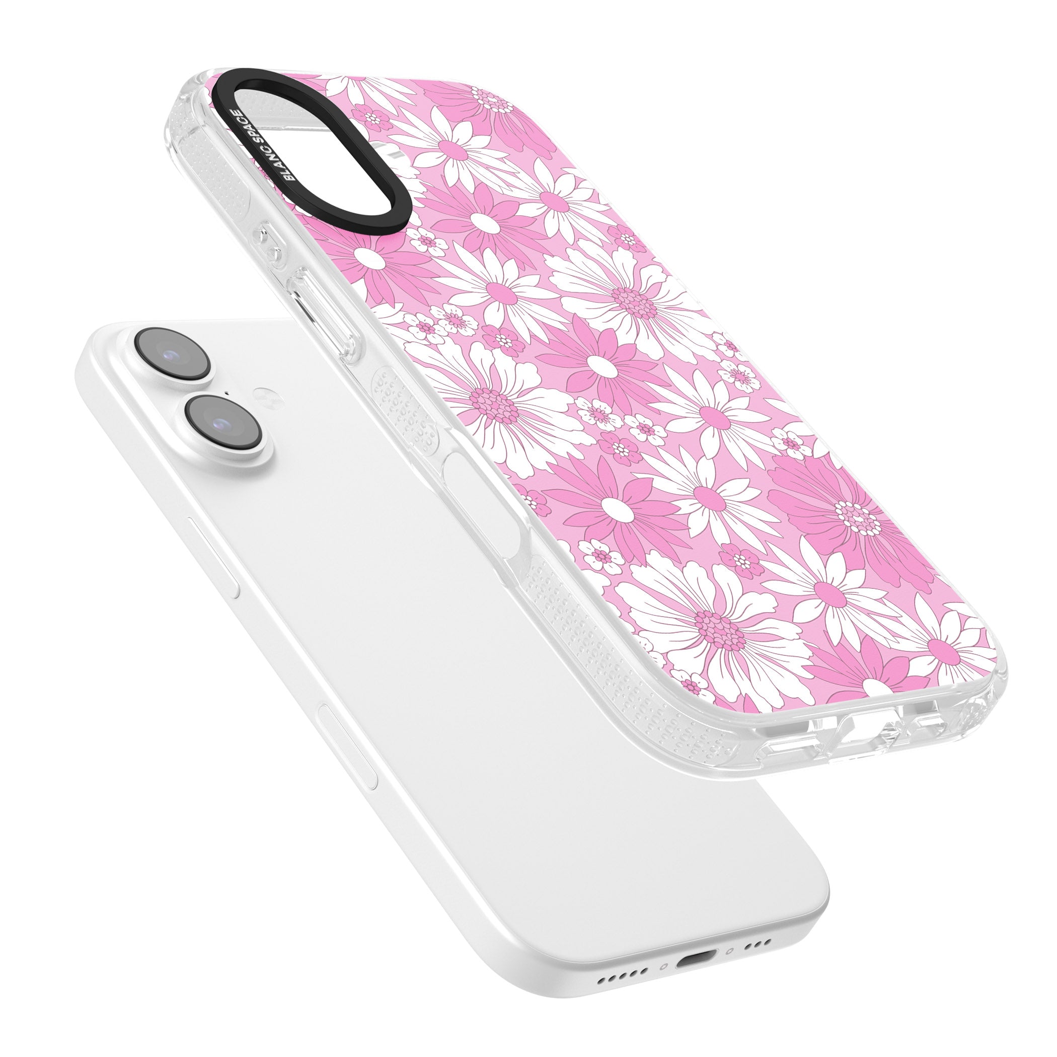 Pink White Flowers iPhone 17 Impact Air Clear Phone Case Colours