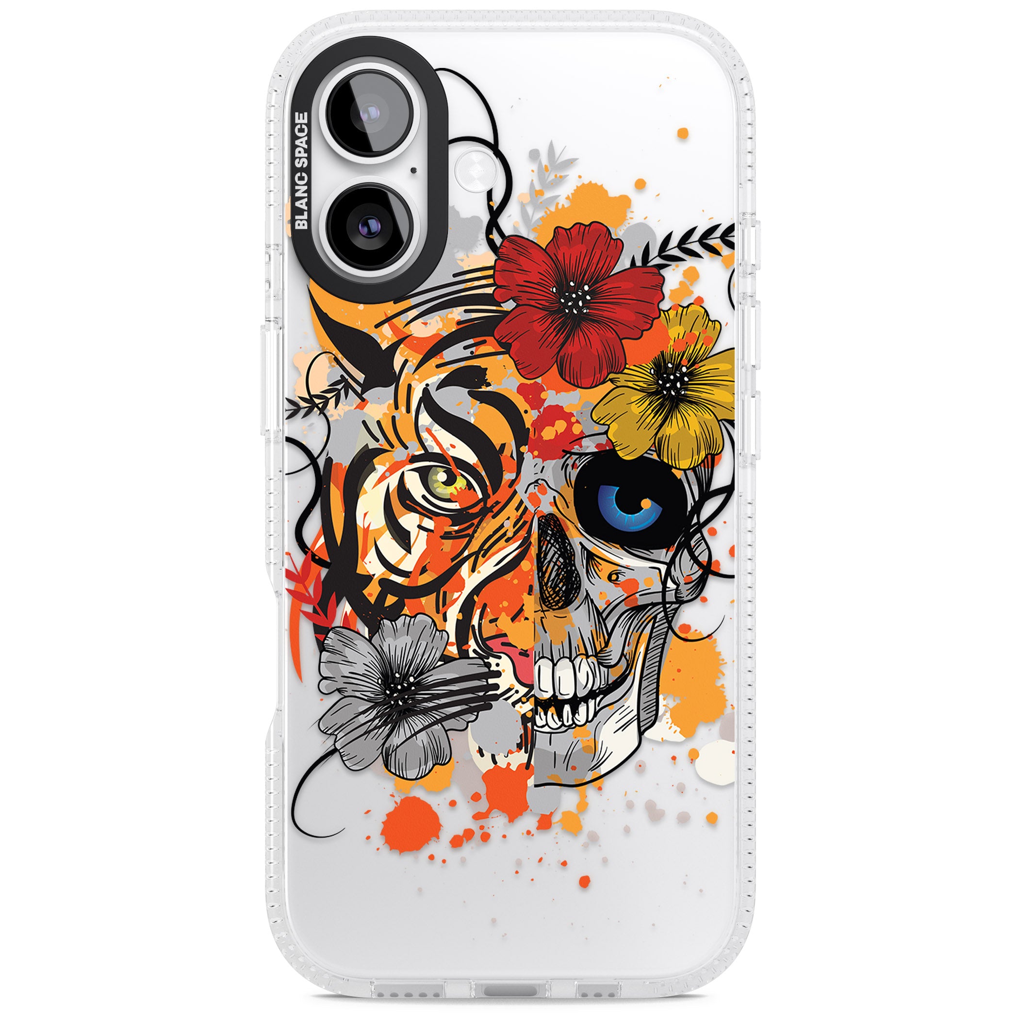 Sugar Skull Tiger Floral iPhone 17 Impact Air Clear Phone Case