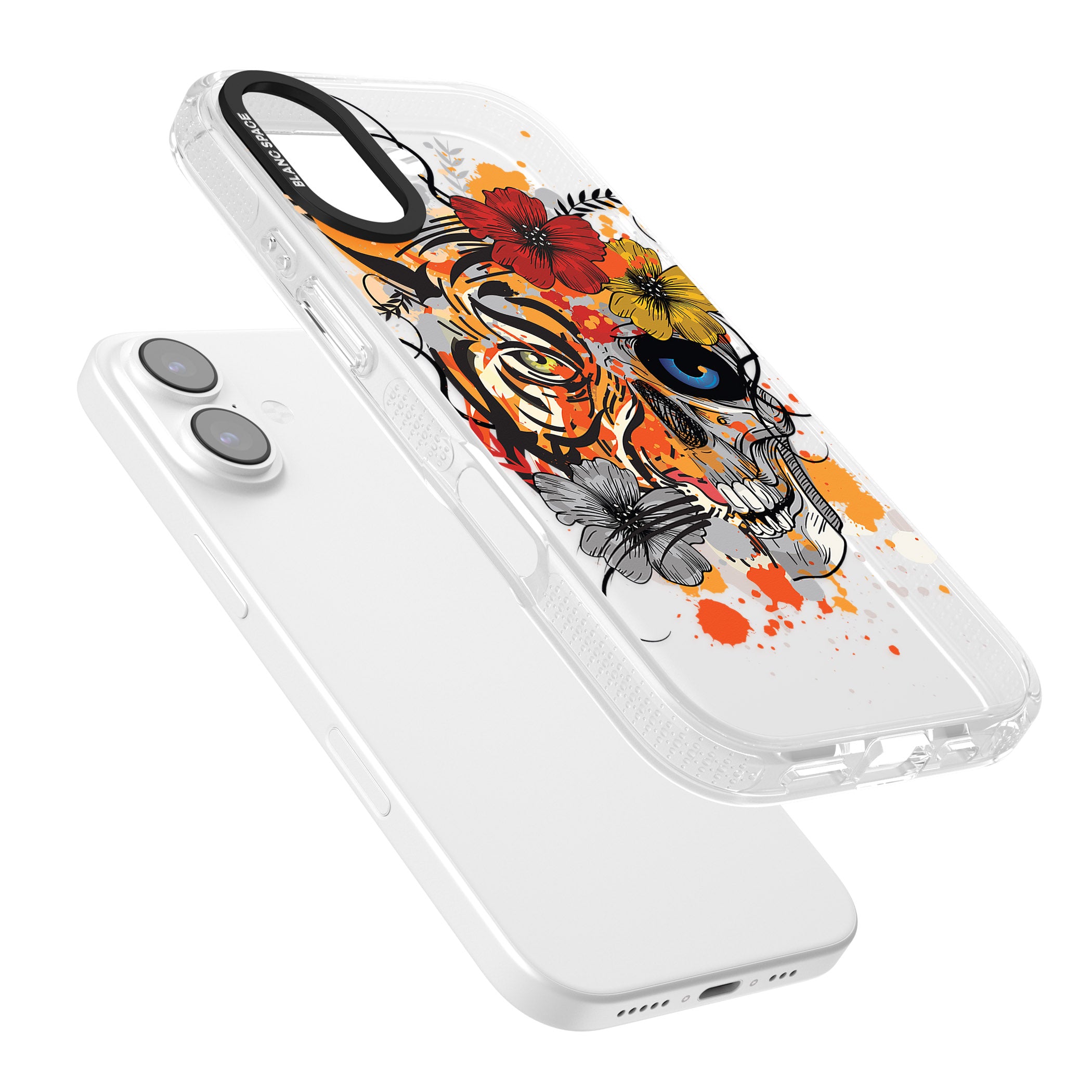 Sugar Skull Tiger Floral iPhone 17 Impact Air Clear Phone Case Colours
