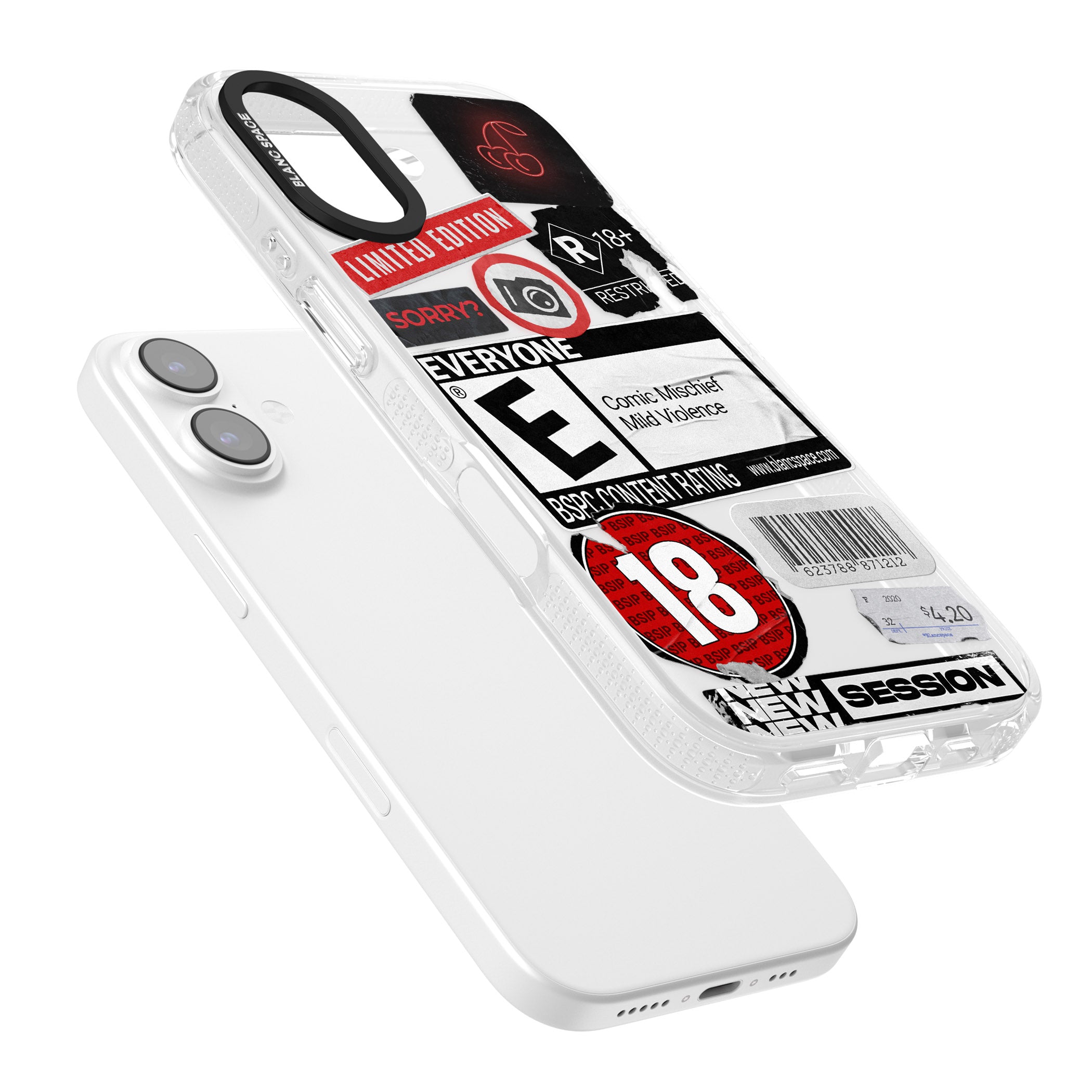 Rated 18+ Sticker Mix iPhone 17 Impact Air Clear Phone Case Colours