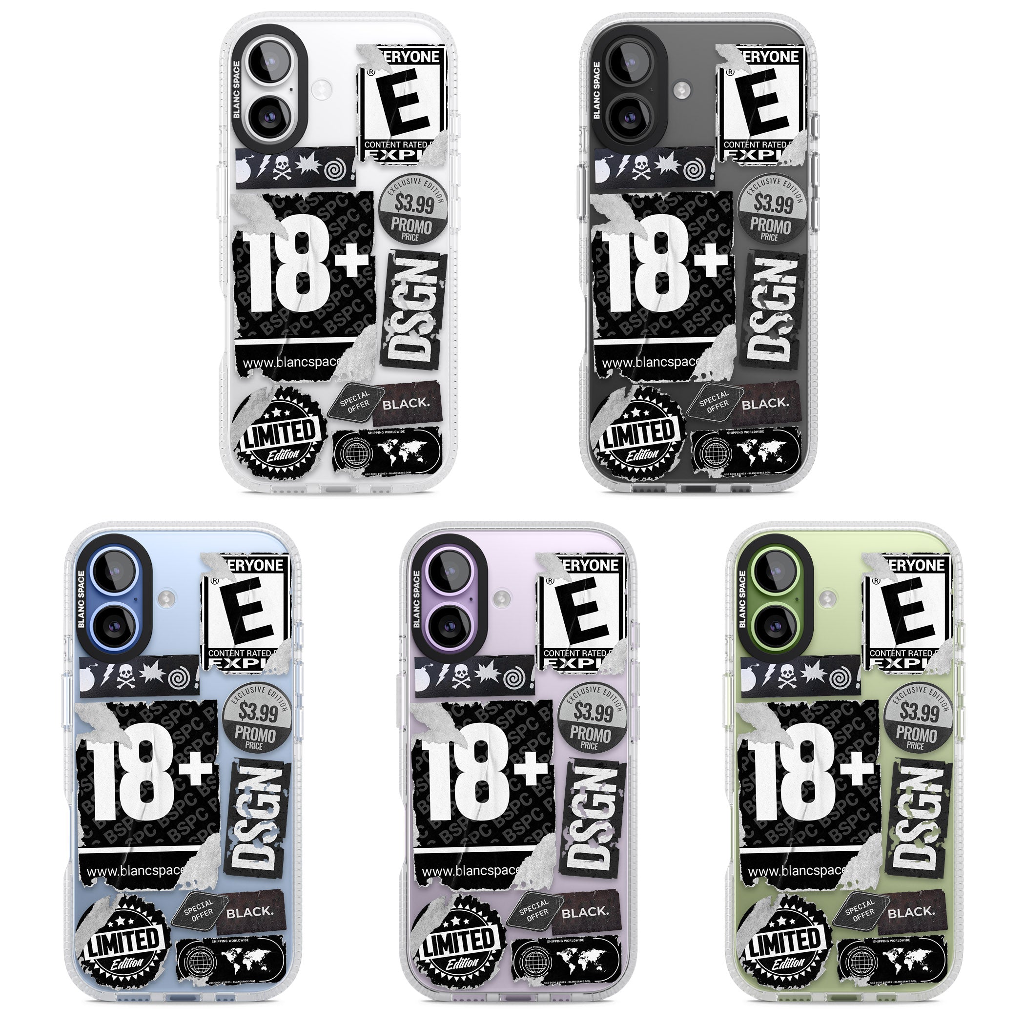 Black Sticker Mix iPhone 17 Impact Air Clear Phone Case APT Impact Protection