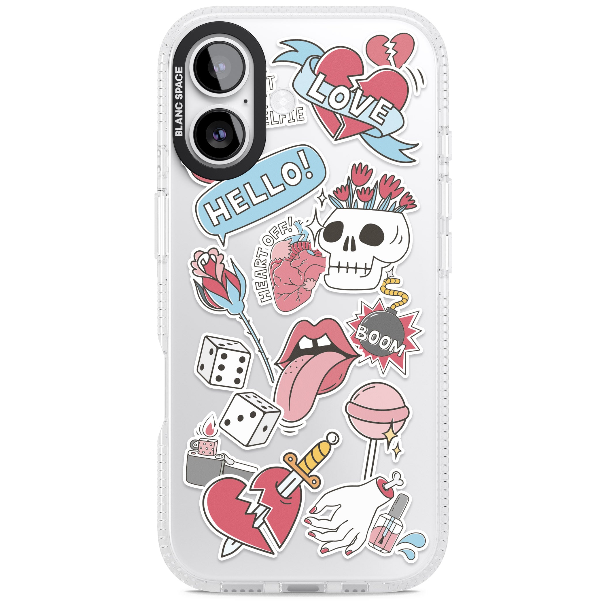 Skull & Flowers Stickers iPhone 17 Impact Air Clear Phone Case