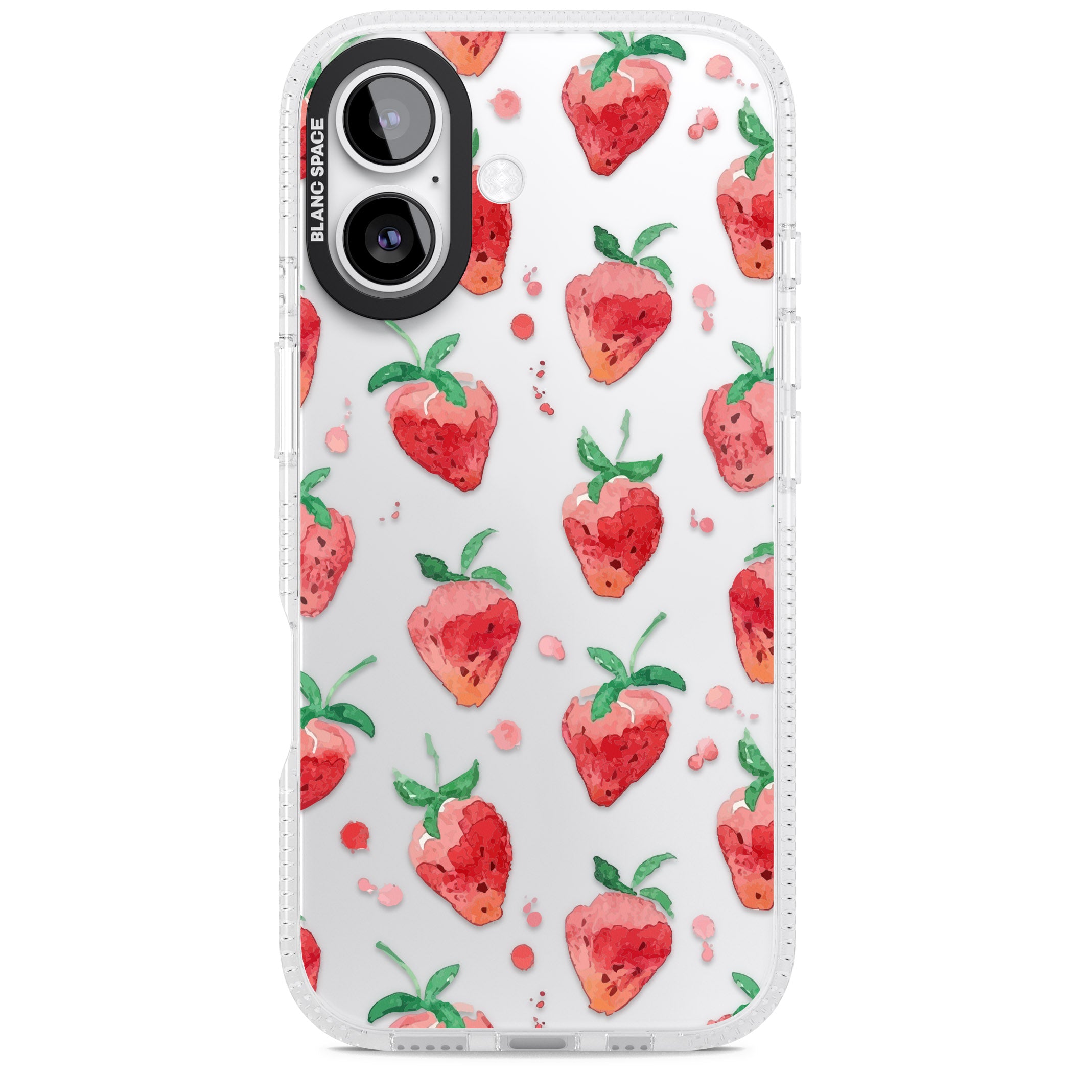 Strawberry Watercolour iPhone 17 Impact Air Clear Phone Case