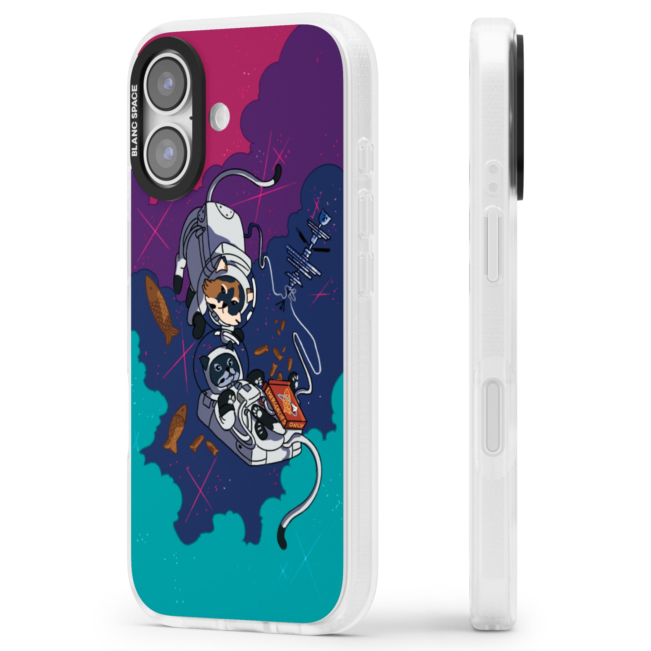Cats In Space iPhone 17 Impact Air Clear Phone Case Side Profile