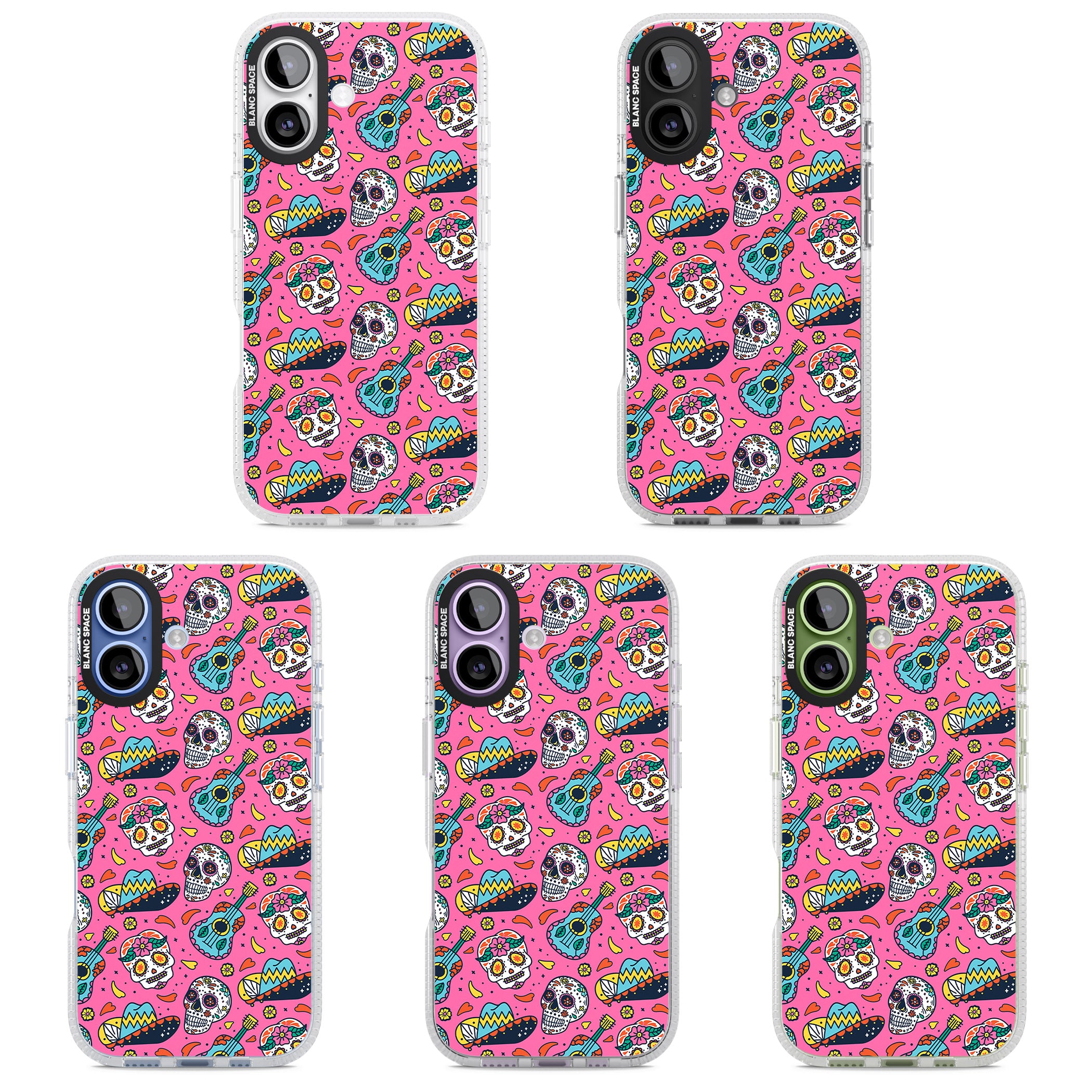 Pink Day Of The Dead Pattern iPhone 17 Impact Air Clear Phone Case APT Impact Protection