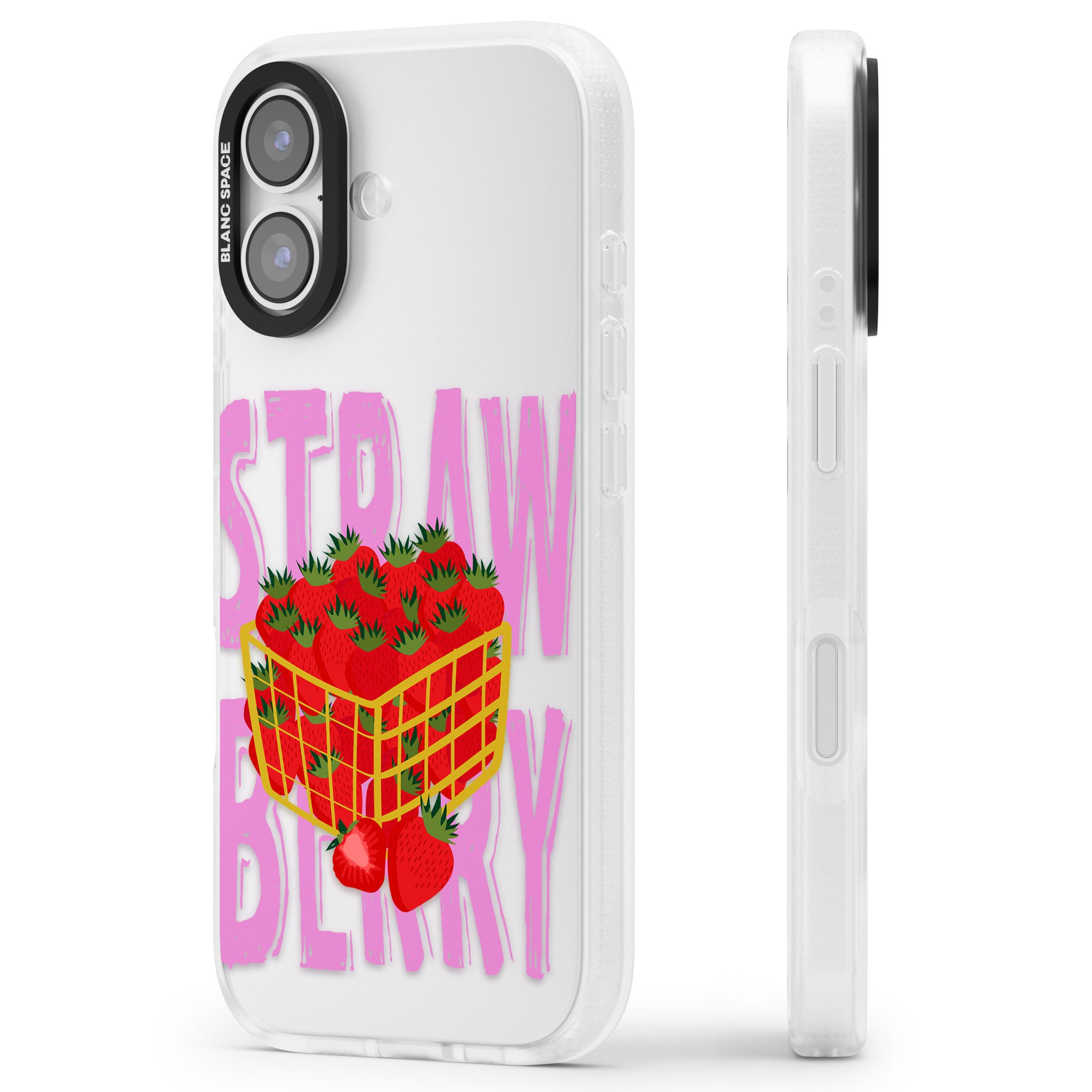 Strawberry Basket iPhone 17 Impact Air Clear Phone Case Side Profile