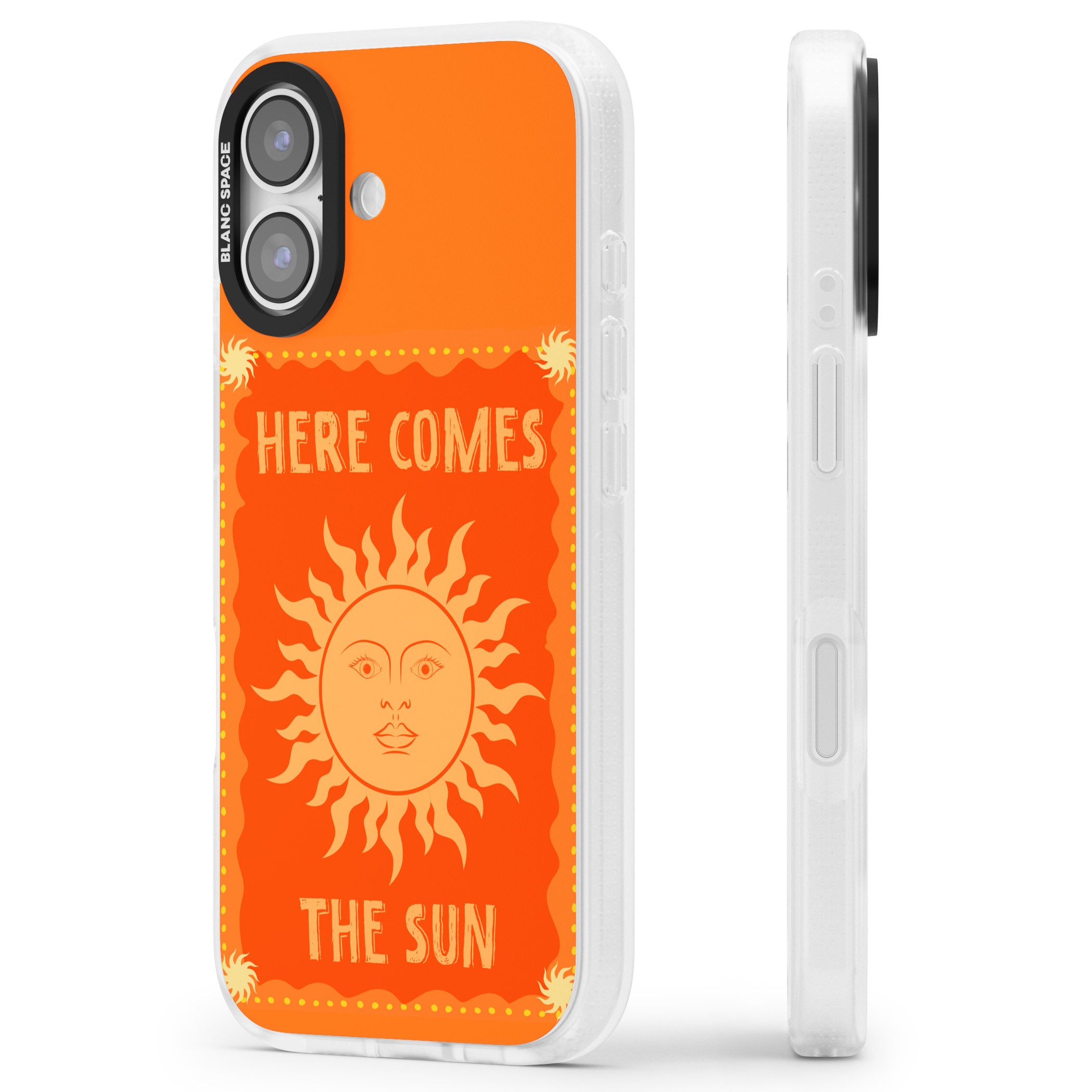 Retro Here Comes The Sun iPhone 17 Impact Air Clear Phone Case Side Profile