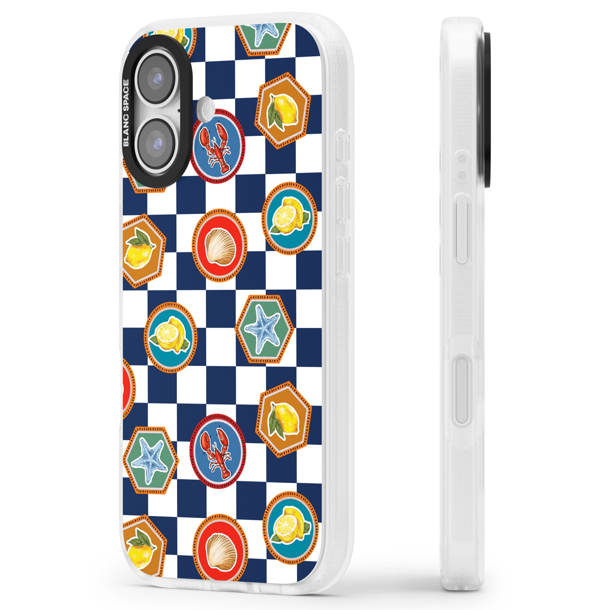 Coastal Check Pattern iPhone 17 Impact Air Clear Phone Case Side Profile