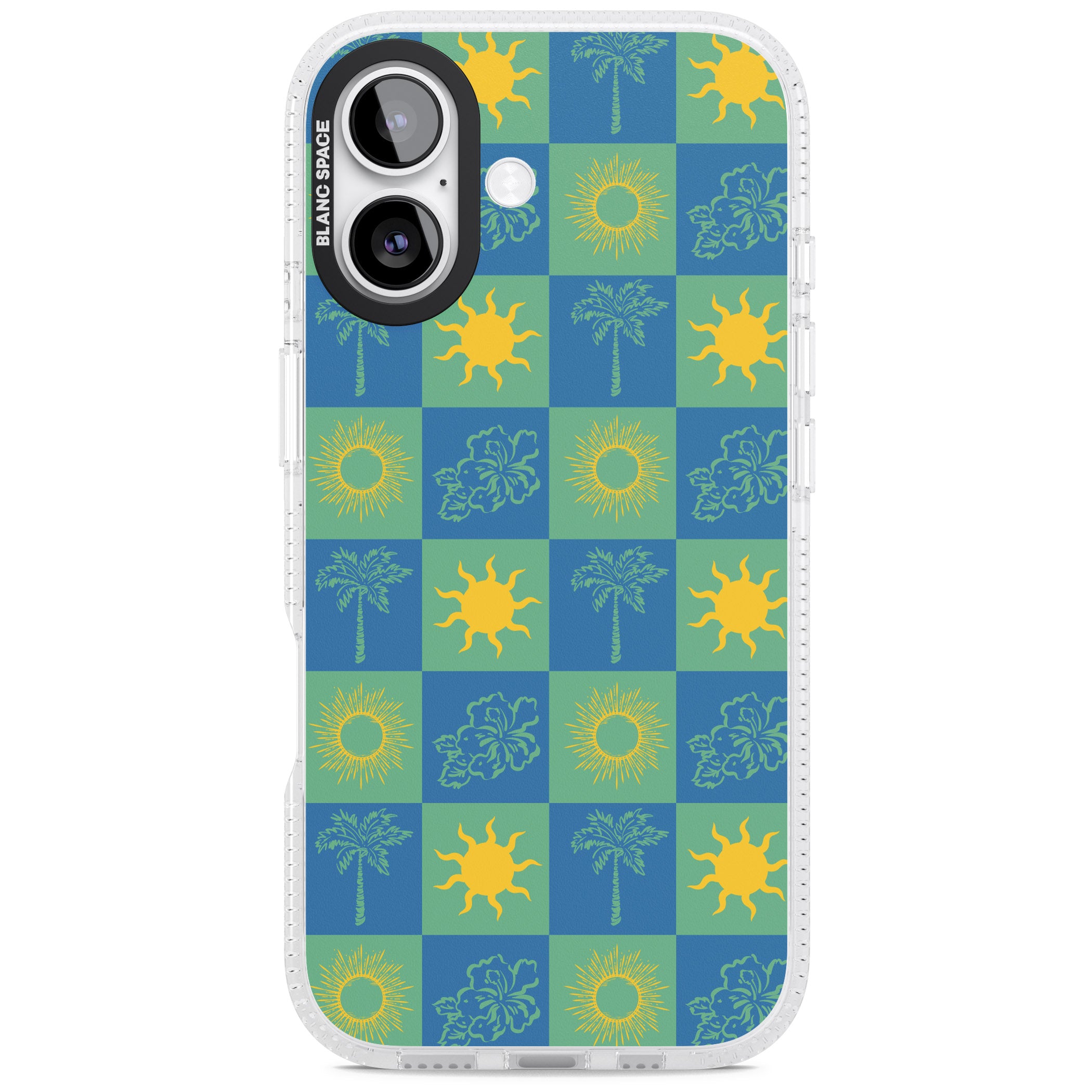 Green & Blue Tropical Checked iPhone 17 Impact Air Clear Phone Case