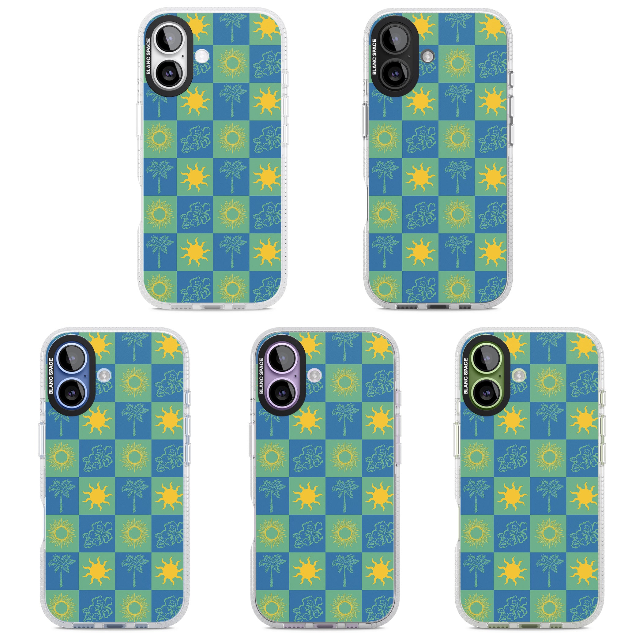 Green & Blue Tropical Checked iPhone 17 Impact Air Clear Phone Case APT Impact Protection