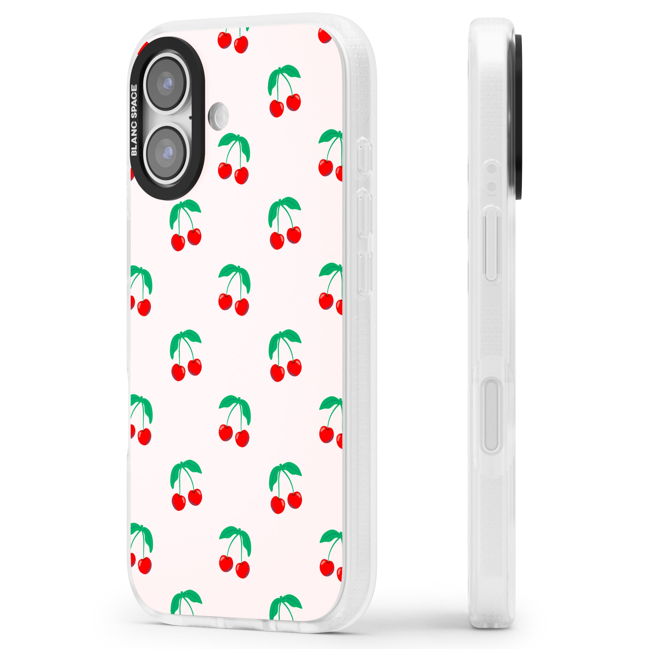 Cute Cherry Pattern iPhone 17 Impact Air Clear Phone Case Side Profile