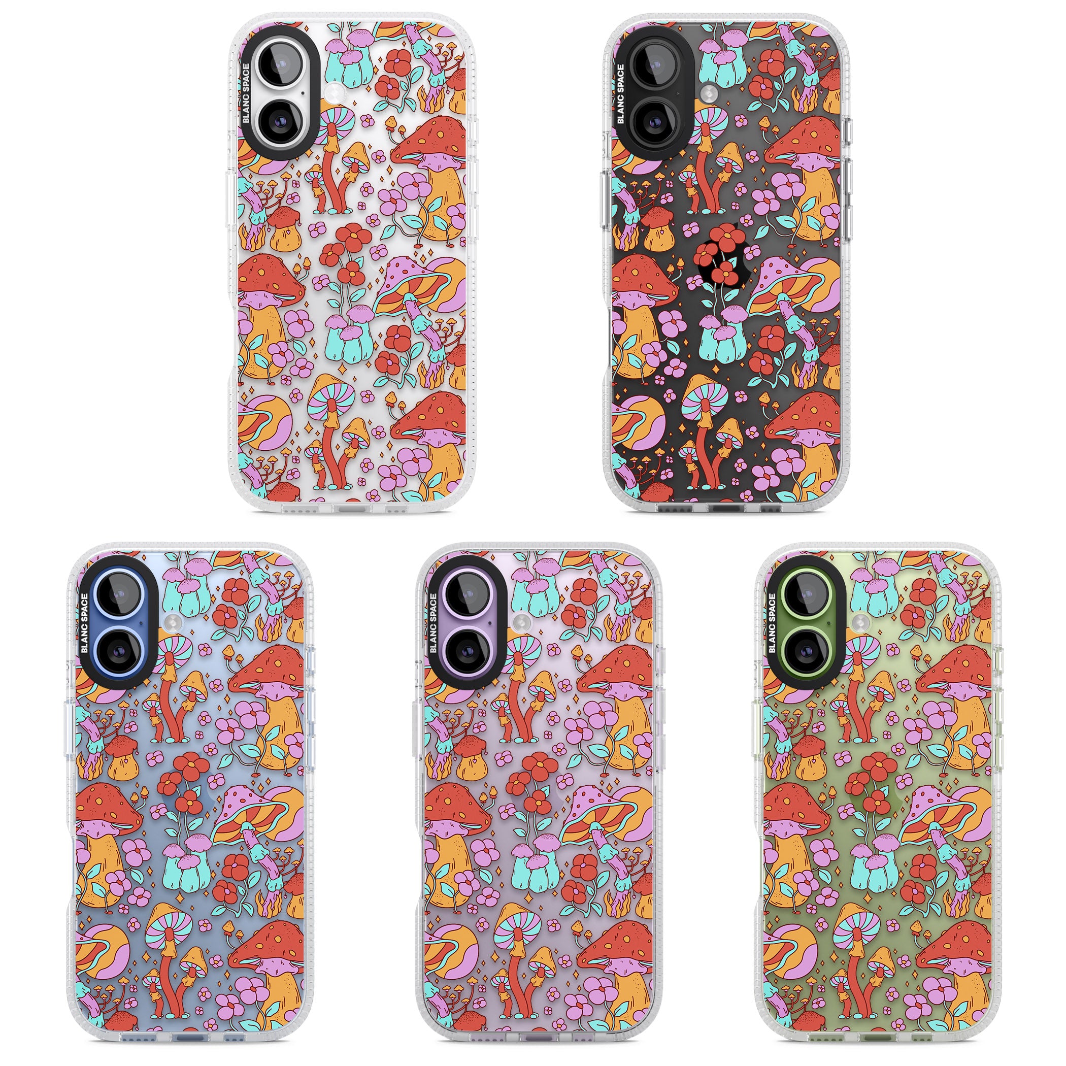 Psychedelic Flowers & Mushrooms iPhone 17 Impact Air Clear Phone Case APT Impact Protection