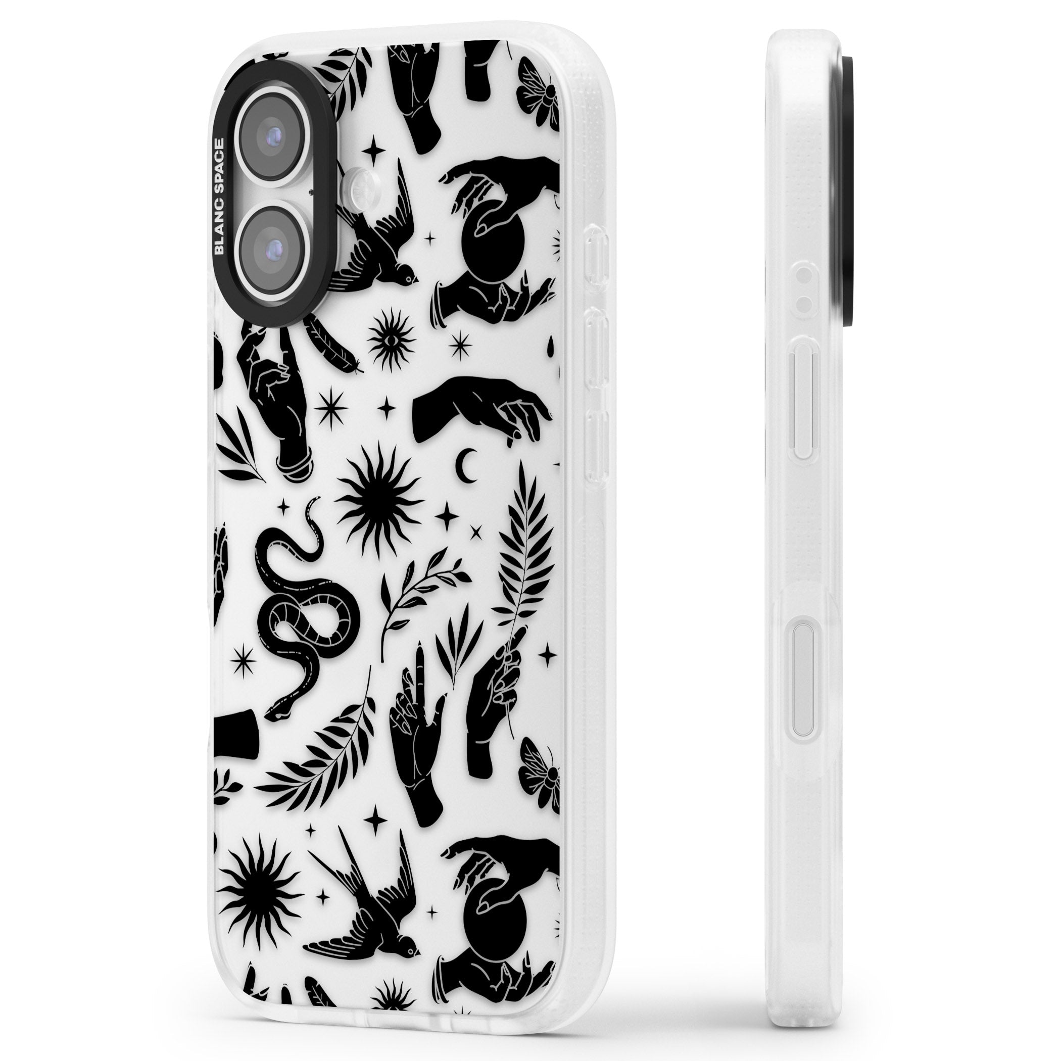 Celestial Pattern (Black) iPhone 17 Impact Air Clear Phone Case Side Profile