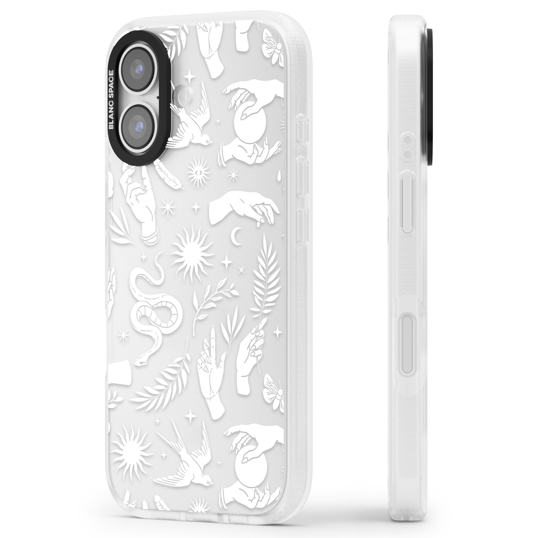 Celestial Pattern (White) iPhone 17 Impact Air Clear Phone Case Side Profile