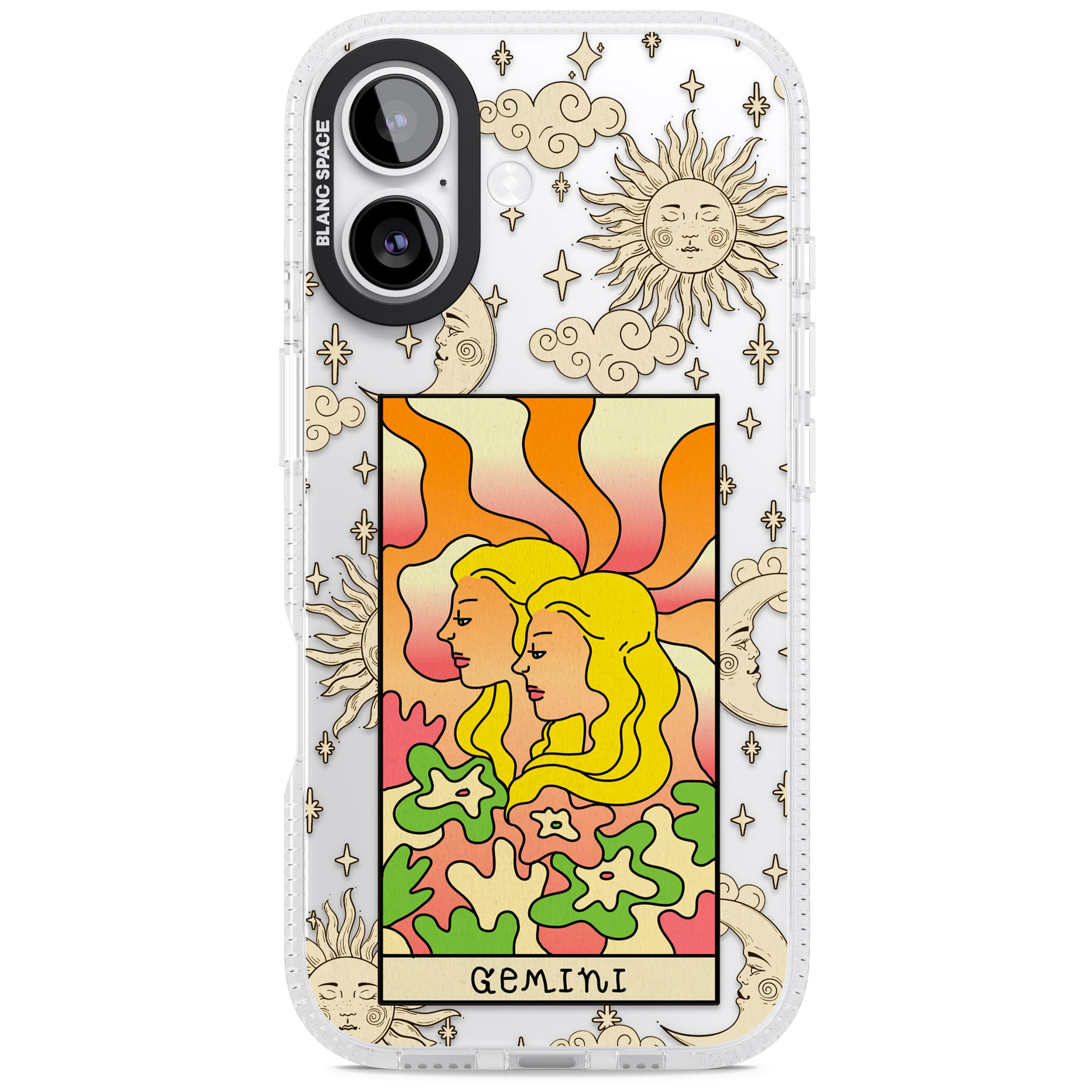 Celestial Zodiac Gemini iPhone 17 Impact Air Clear Phone Case