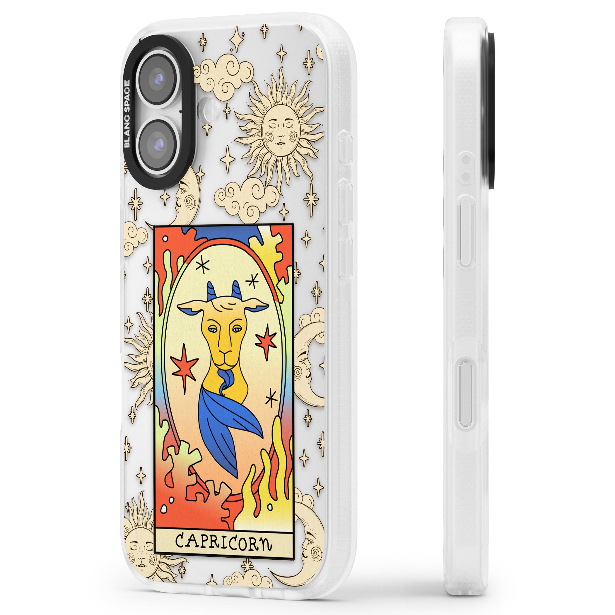 Celestial Zodiac Capricorn iPhone 17 Impact Air Clear Phone Case Side Profile