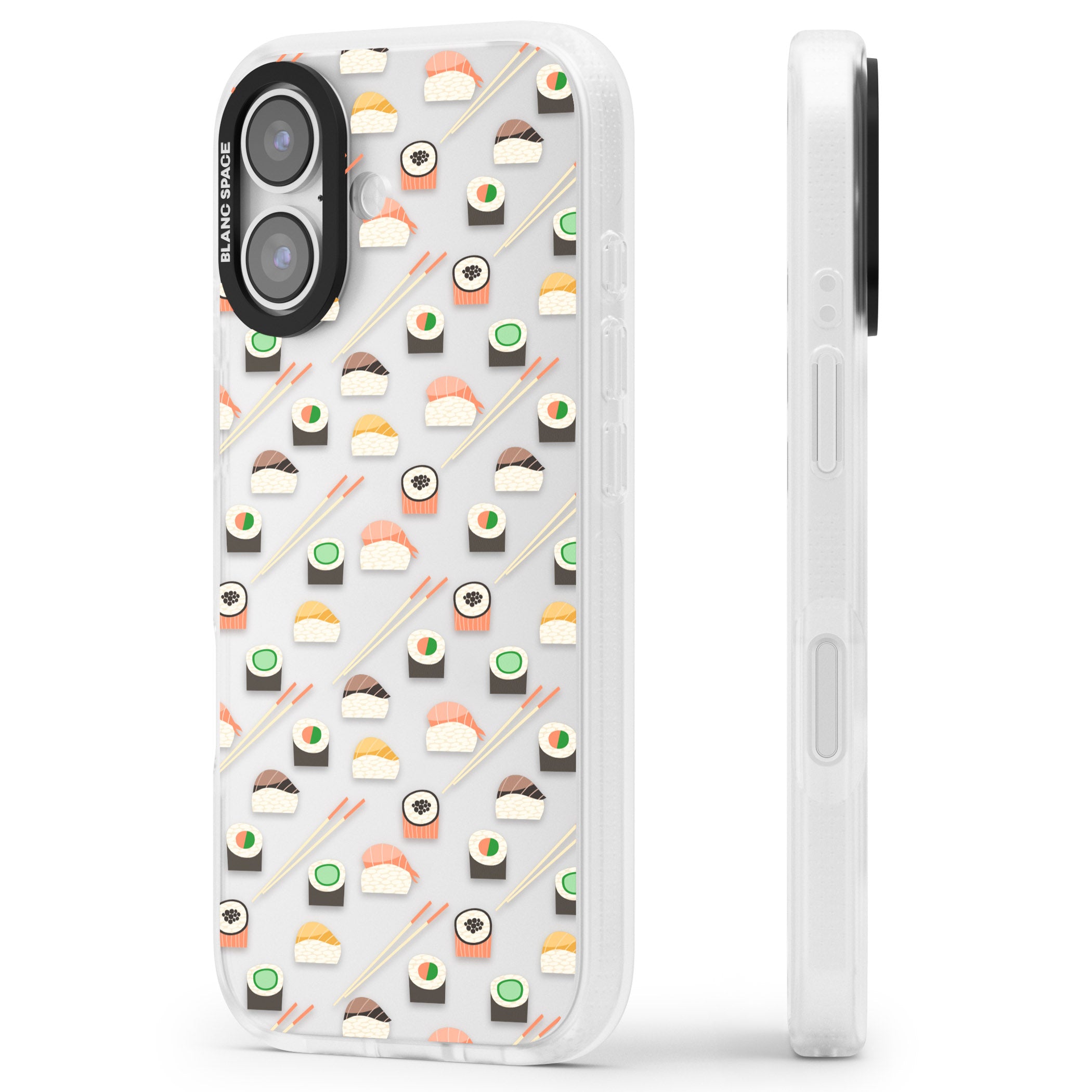 Sushi & Chopsticks Pattern iPhone 17 Impact Air Clear Phone Case Side Profile
