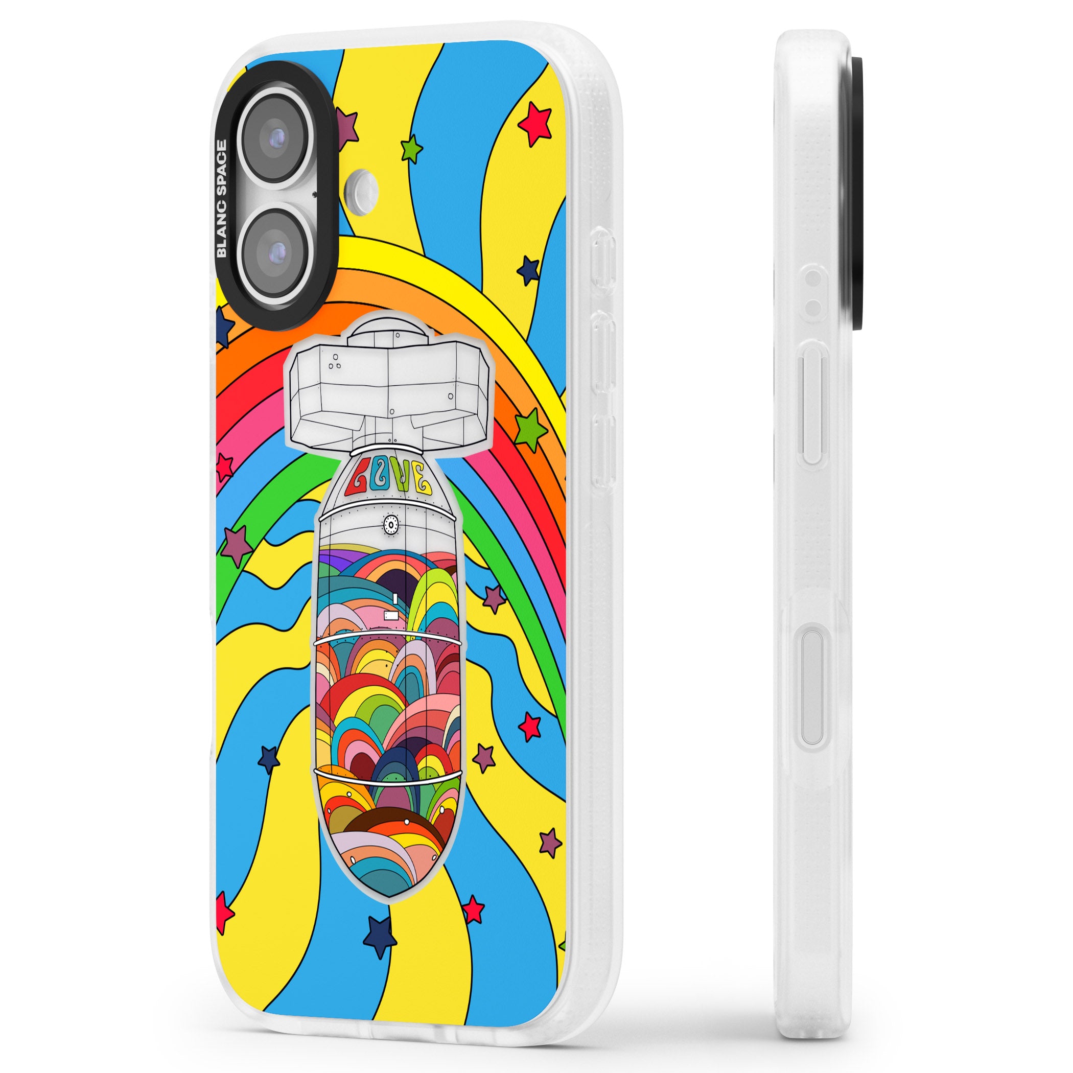 Love Bomb iPhone 17 Impact Air Clear Phone Case Side Profile