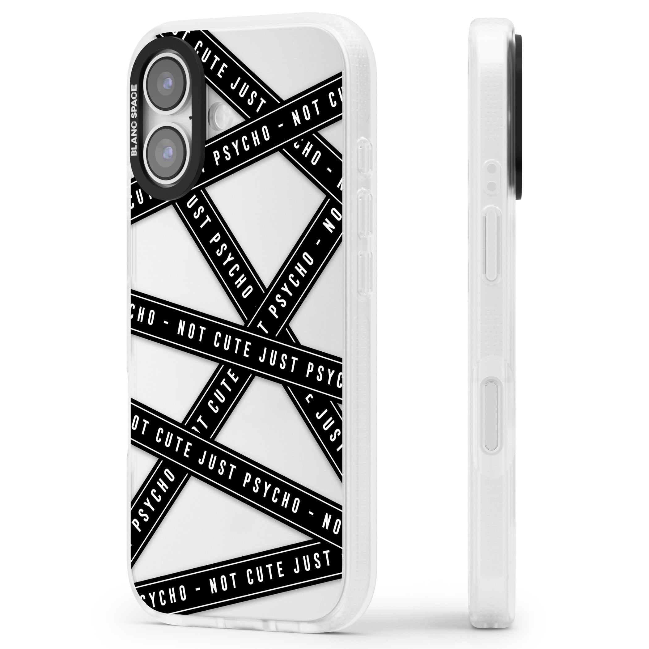 Not Cute Just Psycho iPhone 17 Impact Air Clear Phone Case Side Profile