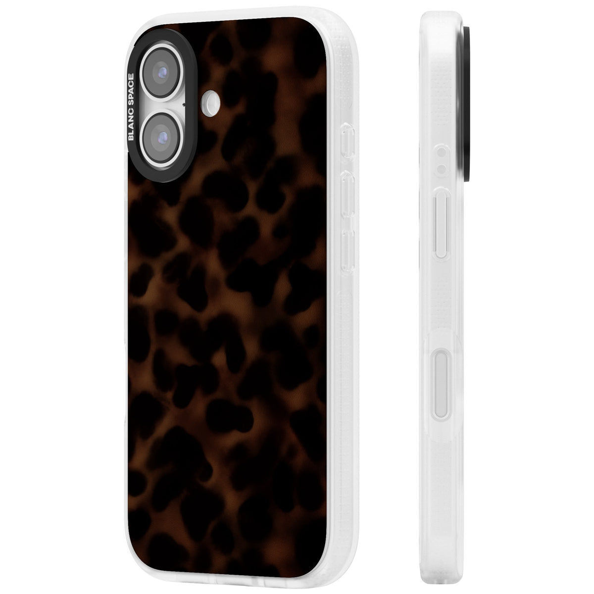 Dark Tortoise Shell old money iPhone case featuring a dark tortoiseshell pattern with amber and black animal print tones iPhone 16 / iPhone 16 Plus / iPhone 17 Impact Air Phone Case side