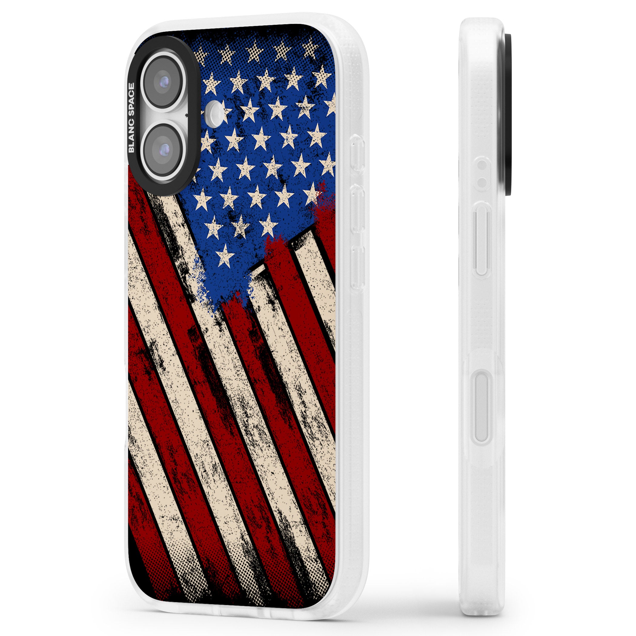 Distressed Us Flag iPhone 17 Impact Air Clear Phone Case Side Profile
