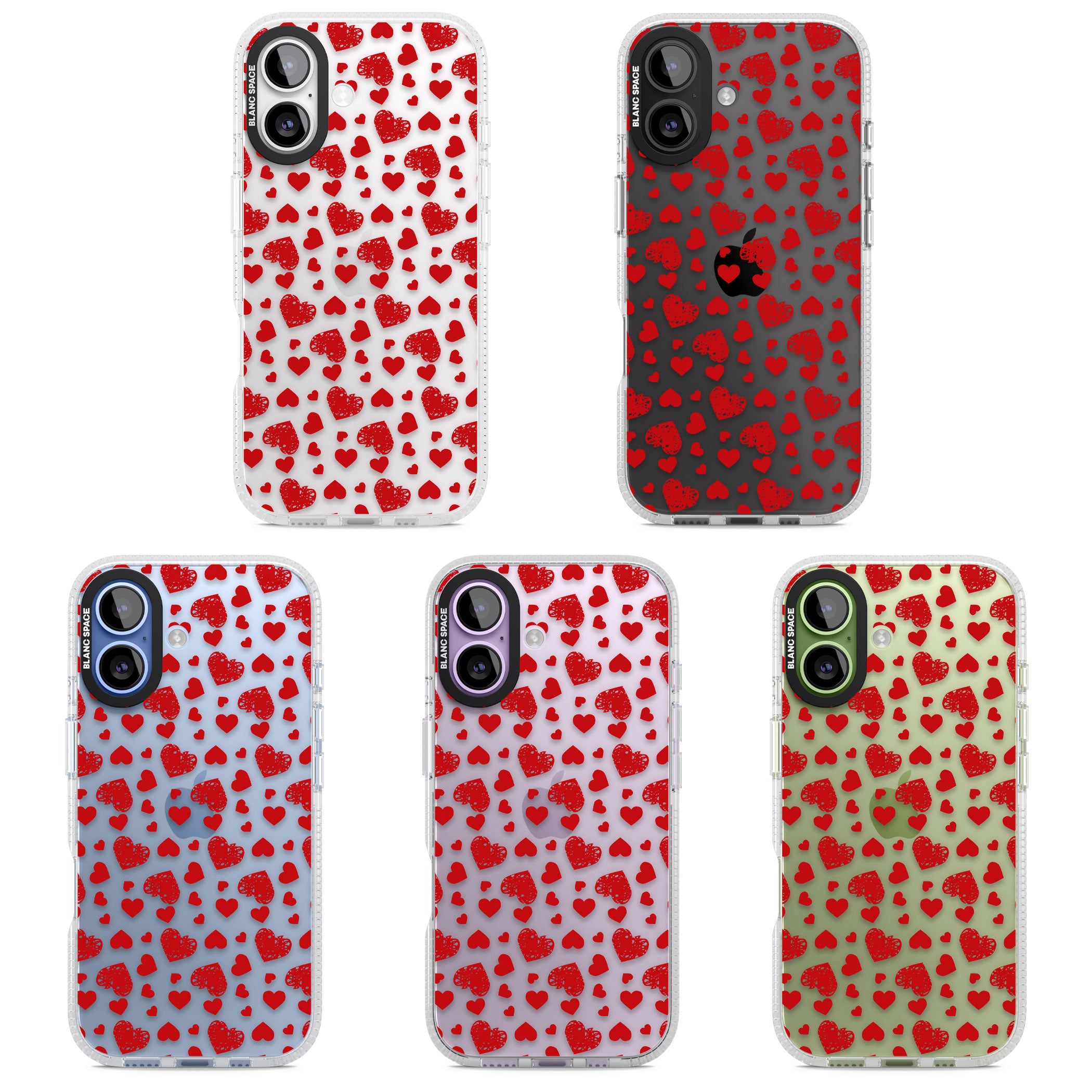 Red Heart Pattern Classic iPhone 17 Impact Air Clear Phone Case APT Impact Protection