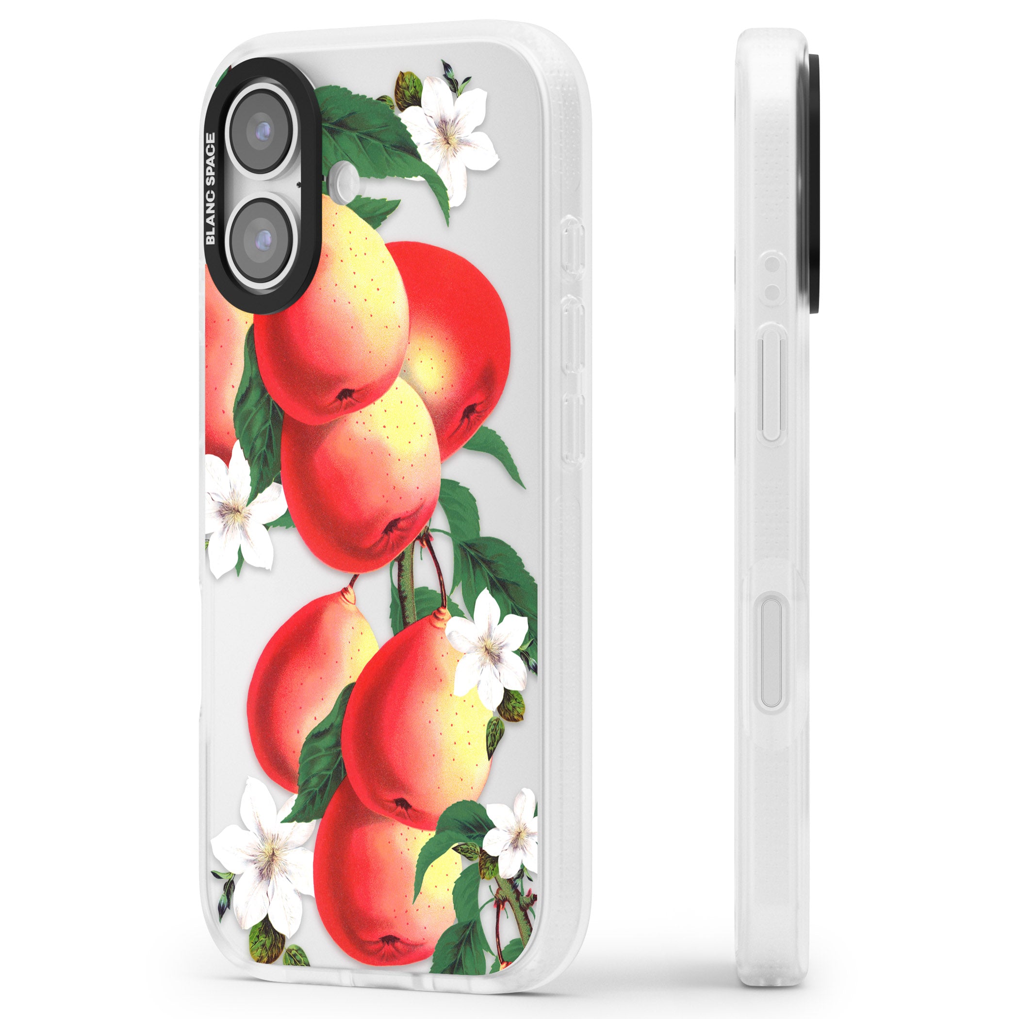 Vintage Painted Peaches iPhone 17 Impact Air Clear Phone Case Side Profile