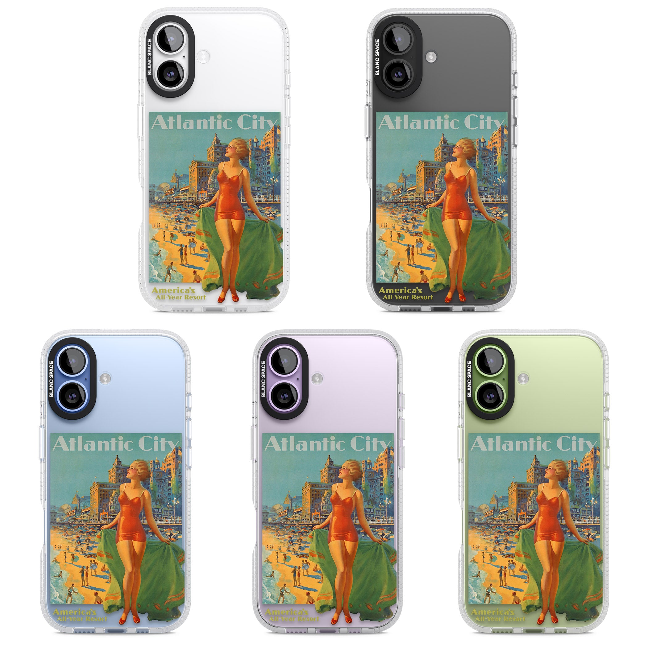 Atlantic City Vacation Poster iPhone 17 Impact Air Clear Phone Case APT Impact Protection
