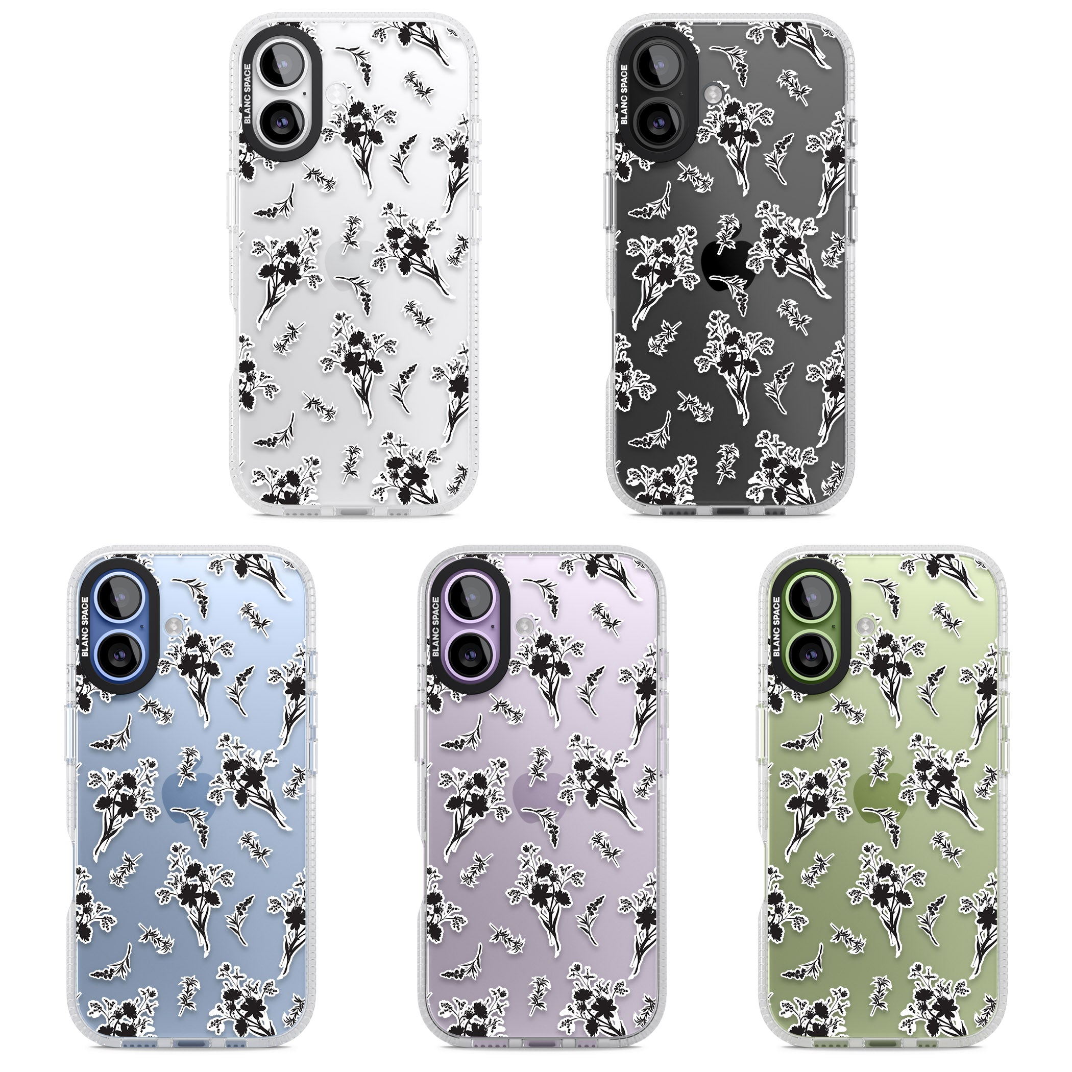Black Sticker Wildflowers iPhone 17 Impact Air Clear Phone Case APT Impact Protection