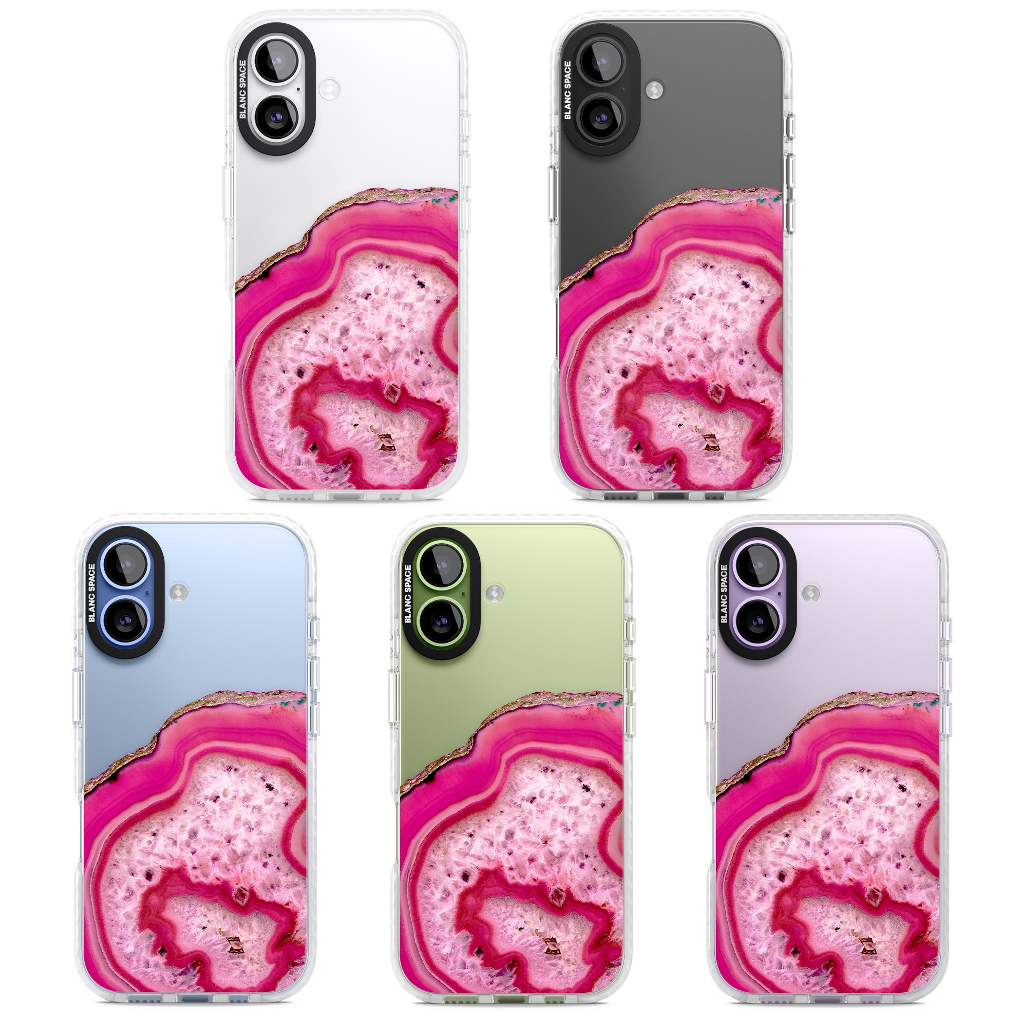 Pink Geode Crystal iPhone 17 Impact Clear Phone Case APT Impact Protection