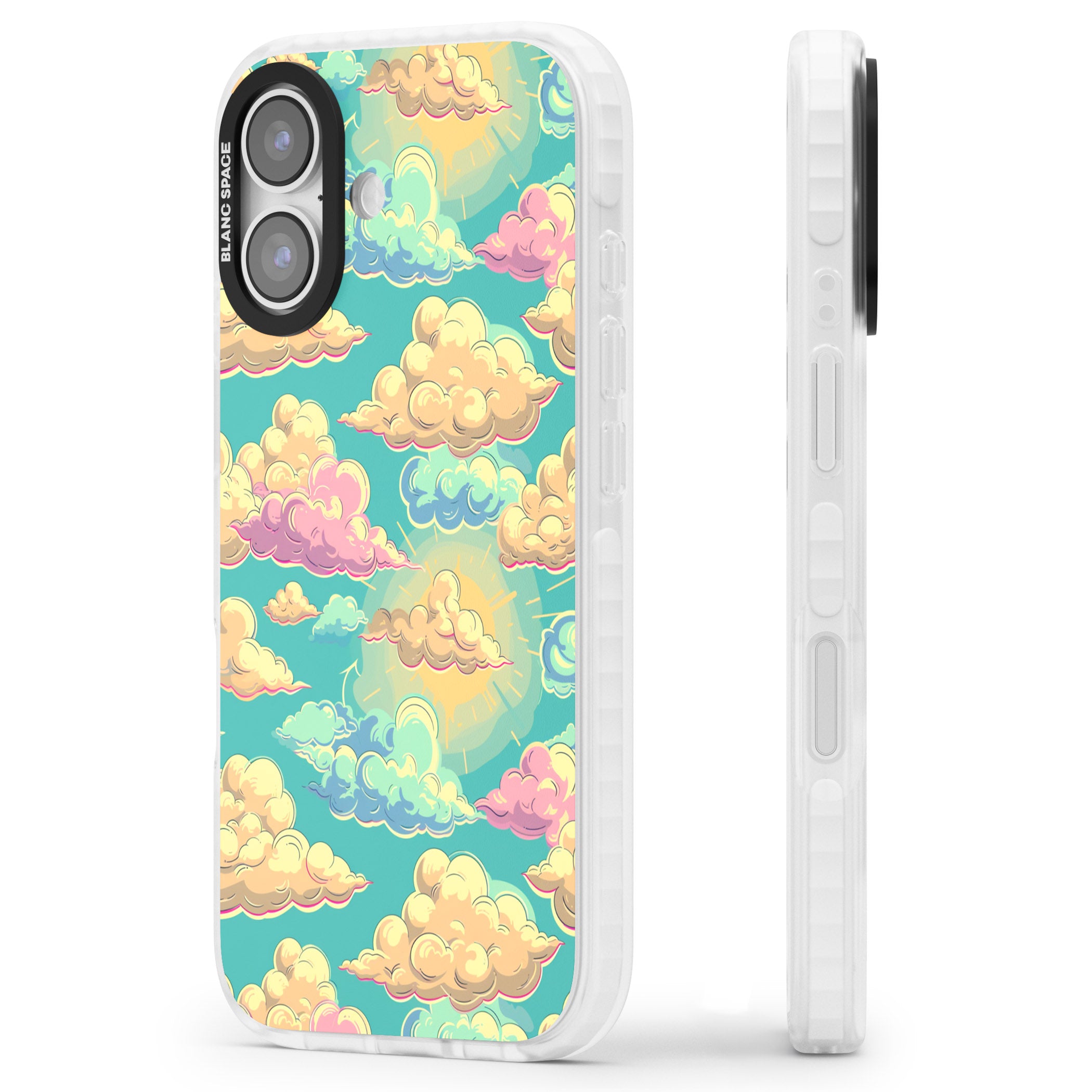 Pastel Clouds iPhone 17 Impact Clear Phone Case Side Profile