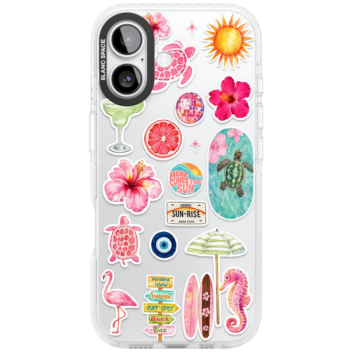 Aloha Sticker Mix iPhone 16 / iPhone 16 Plus / iPhone 17 Impact Clear Phone Case front