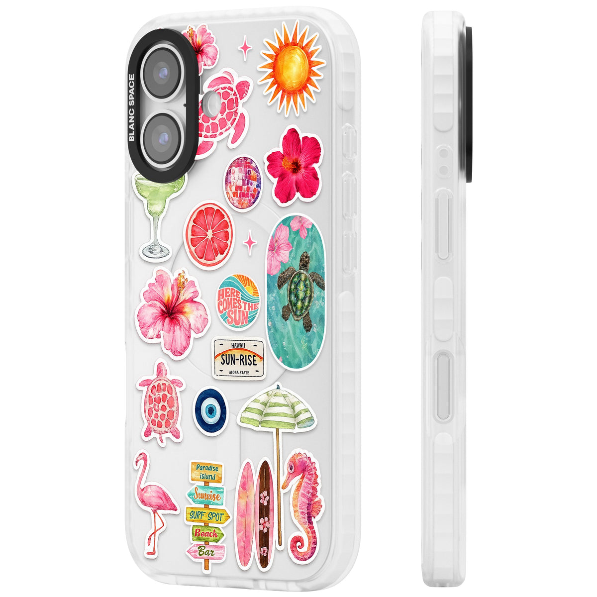 Aloha Sticker Mix iPhone 16 / iPhone 16 Plus / iPhone 17 Impact Clear Phone Case side