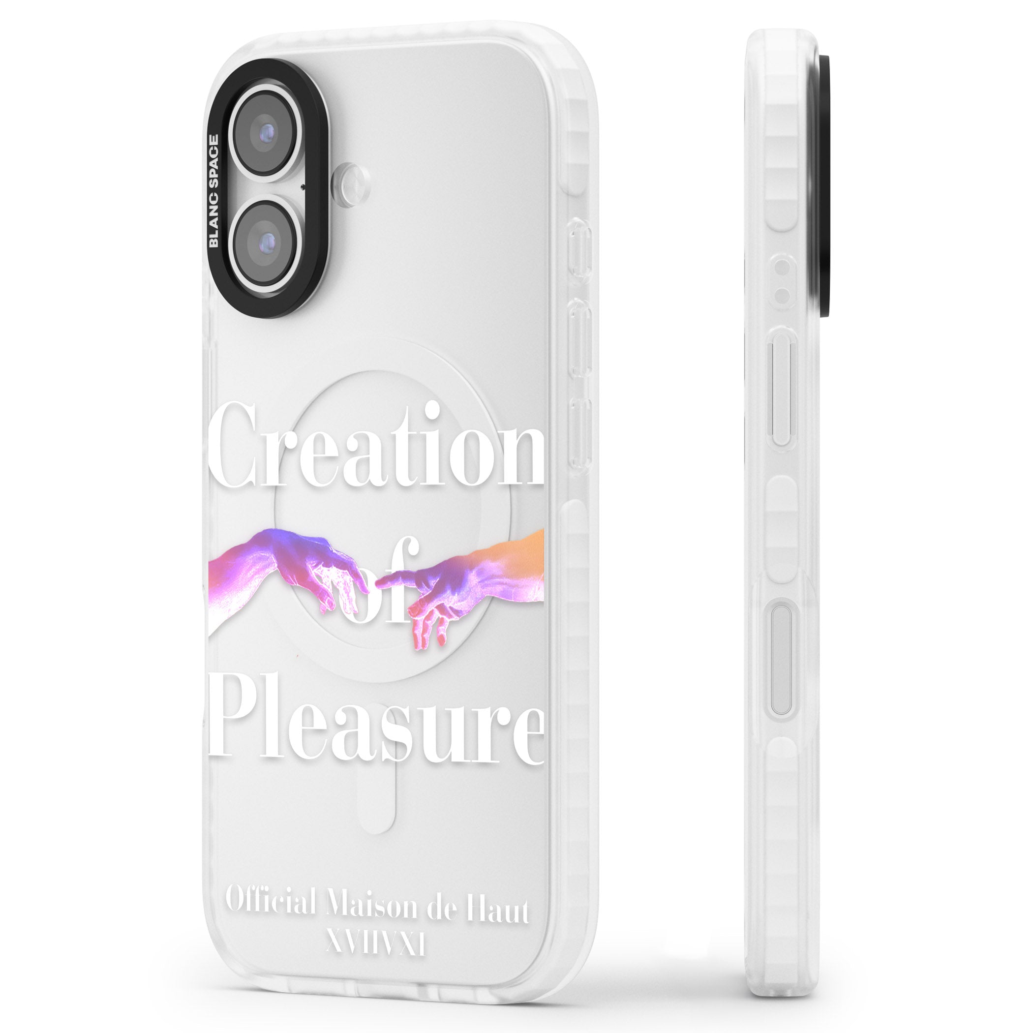 Creation Of Pleasure iPhone 17 Impact Clear Phone Case Side Profile