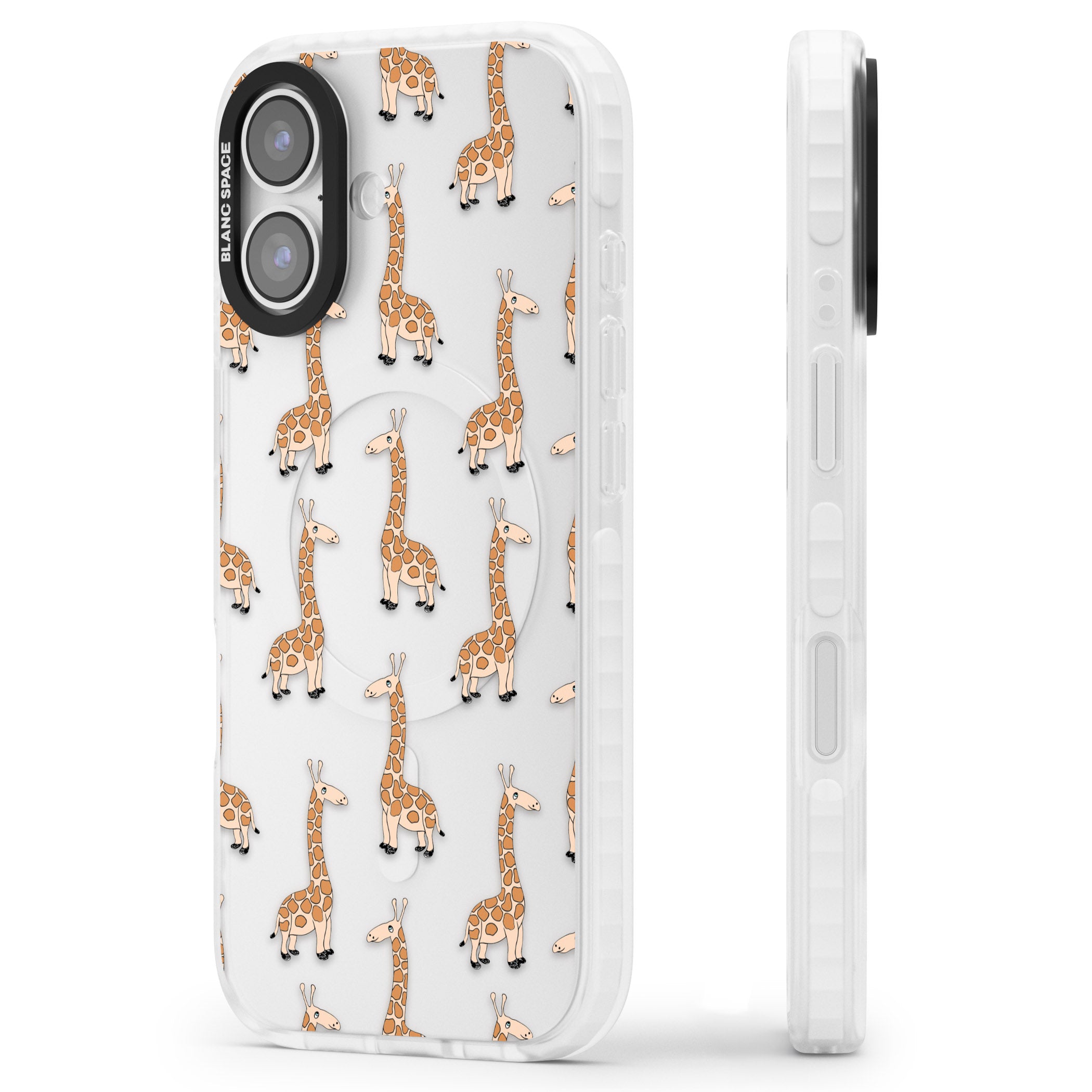 Cute Giraffe Pattern Clear iPhone 17 Impact Clear Phone Case Side Profile
