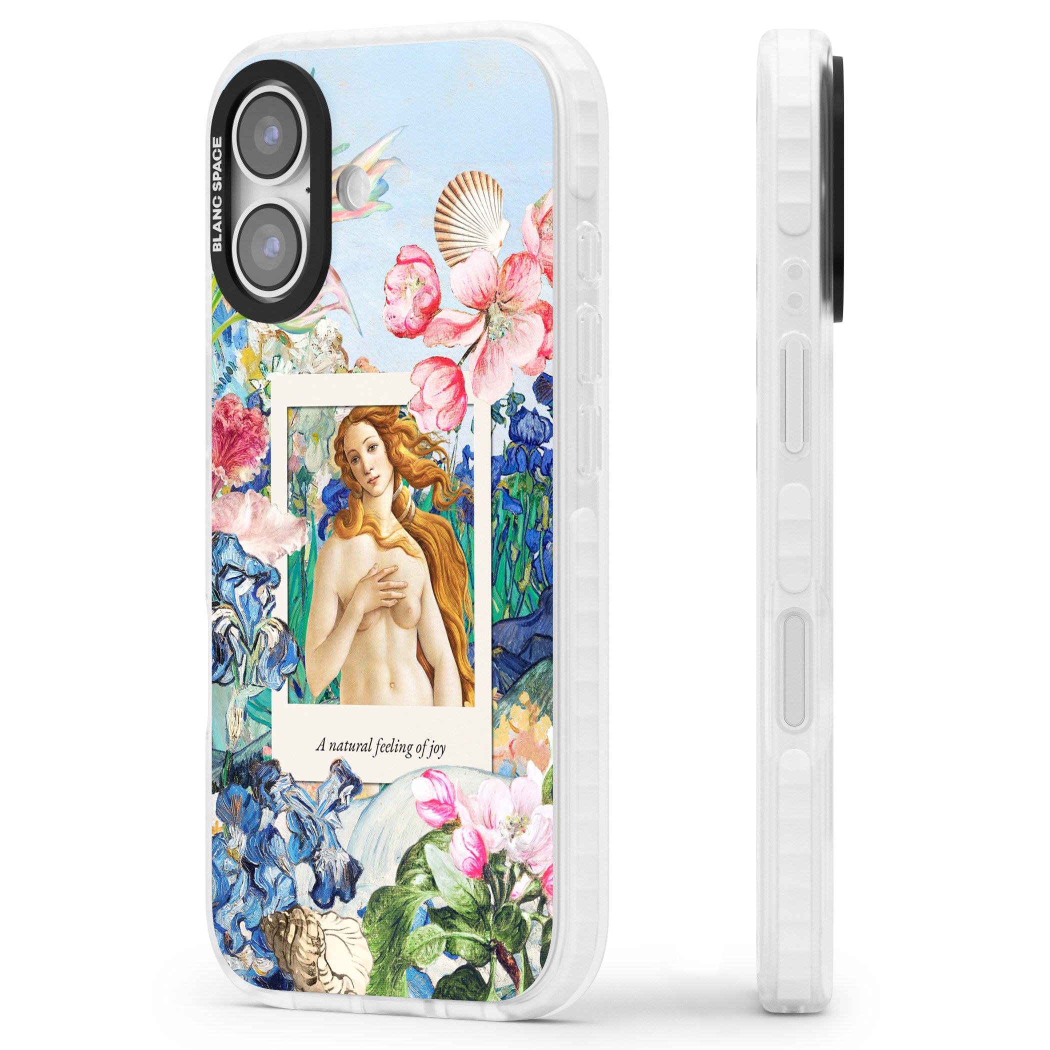 Botticelli Venus iPhone 17 Impact Clear Phone Case Side Profile