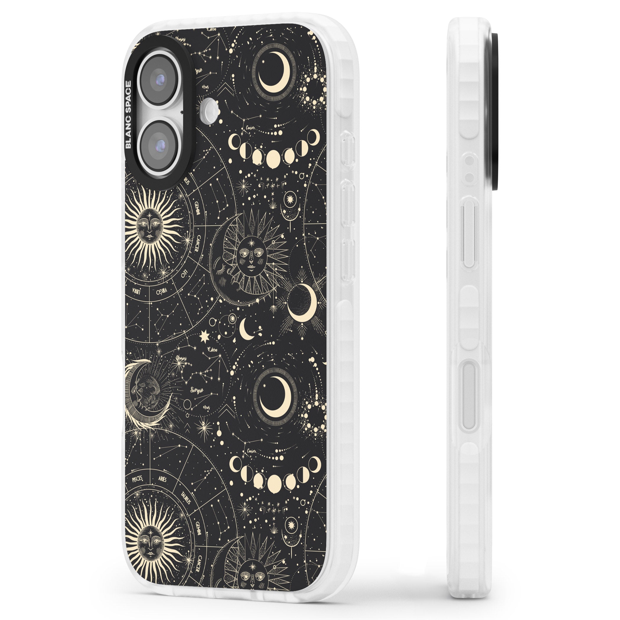 Celestial Suns, Moons & Zodiacs iPhone 17 Impact Clear Phone Case Side Profile