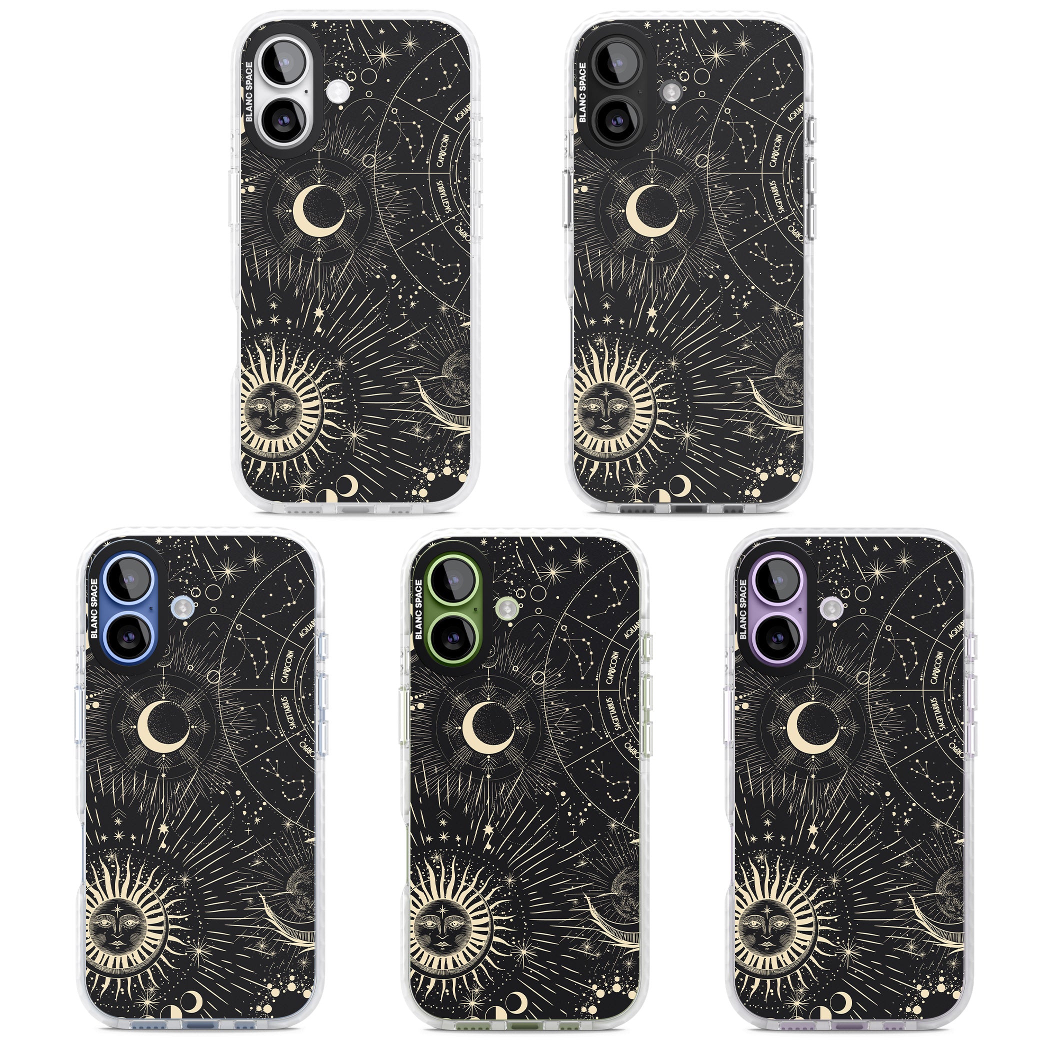 Cosmic Sun & Symbols Zodiac iPhone 17 Impact Clear Phone Case APT Impact Protection