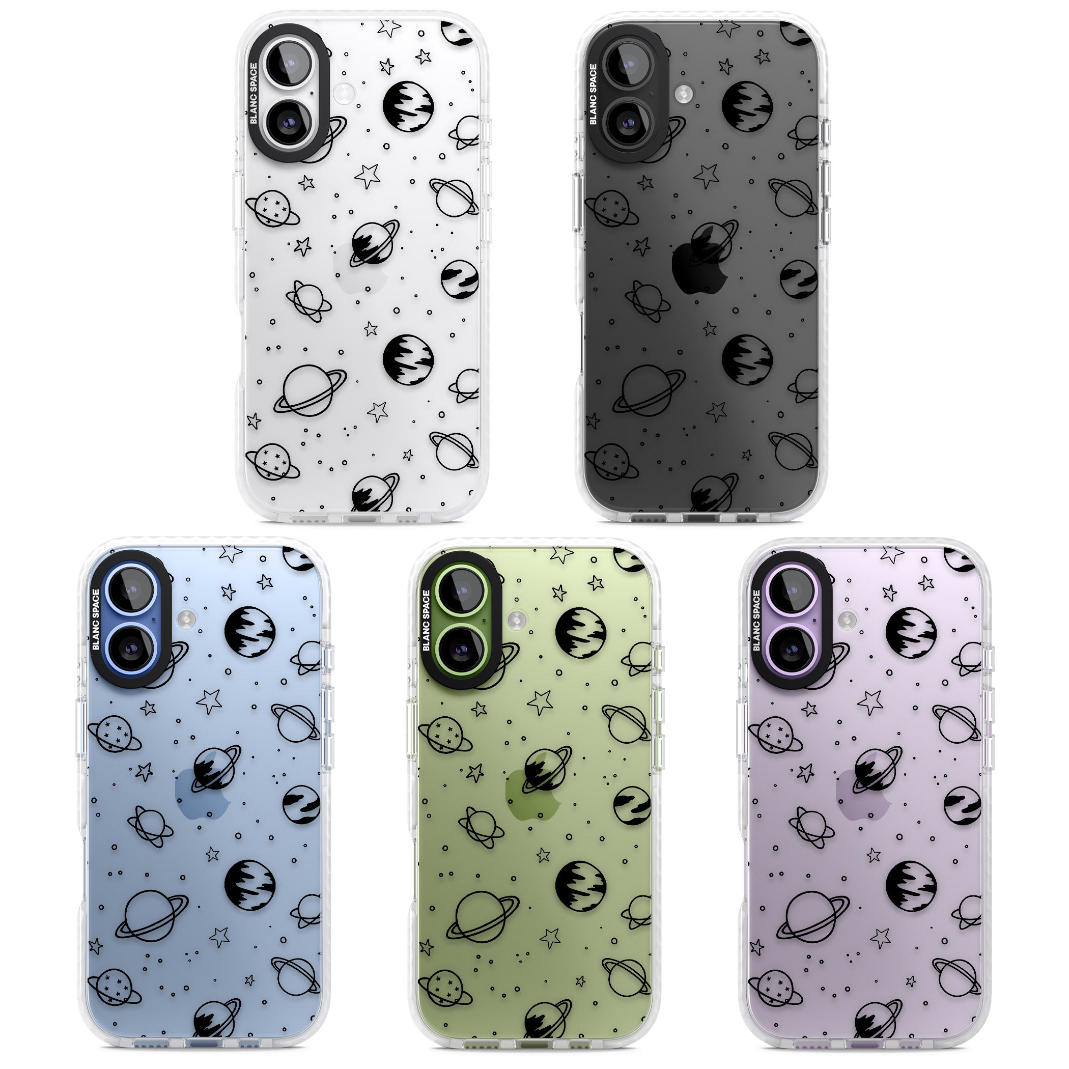 Cosmic Sketch Black Clear iPhone 17 Impact Clear Phone Case APT Impact Protection