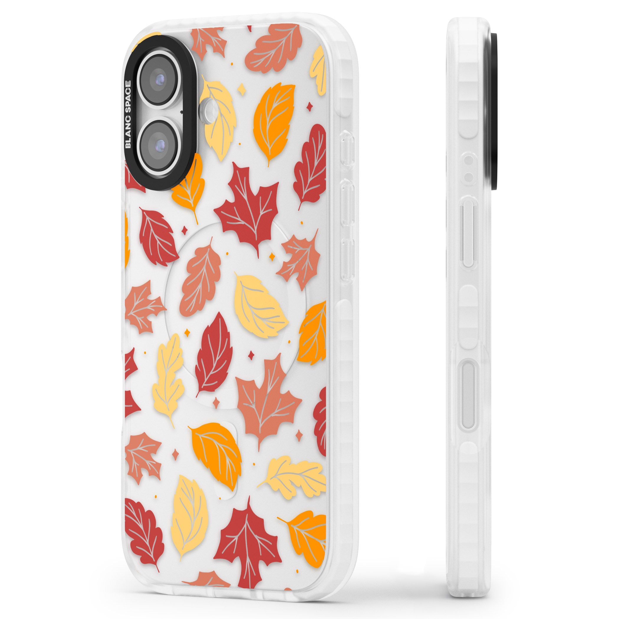 Autumn Leaves iPhone 17 Impact Clear Phone Case Side Profile