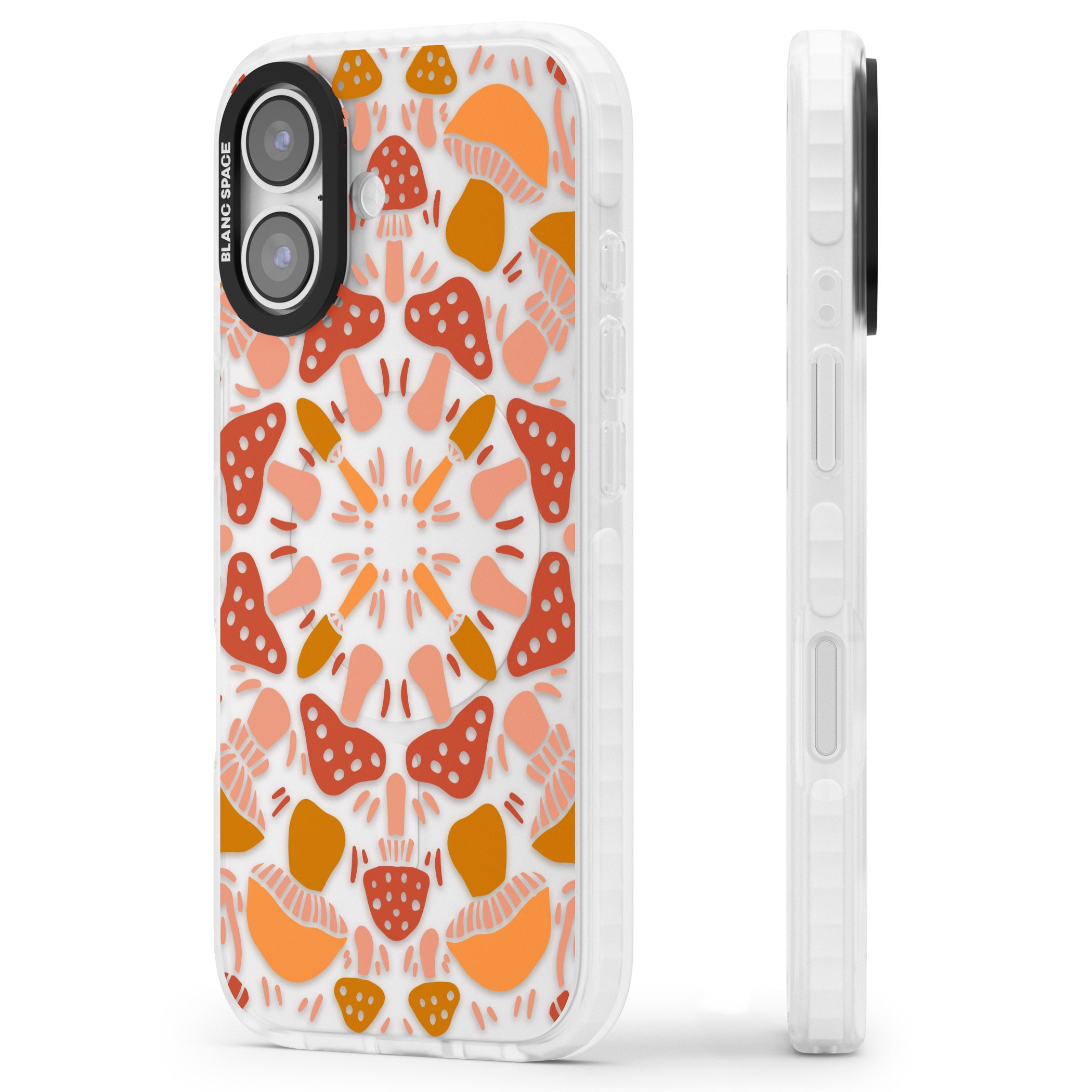 Mushroom Medley iPhone 17 Impact Clear Phone Case Side Profile