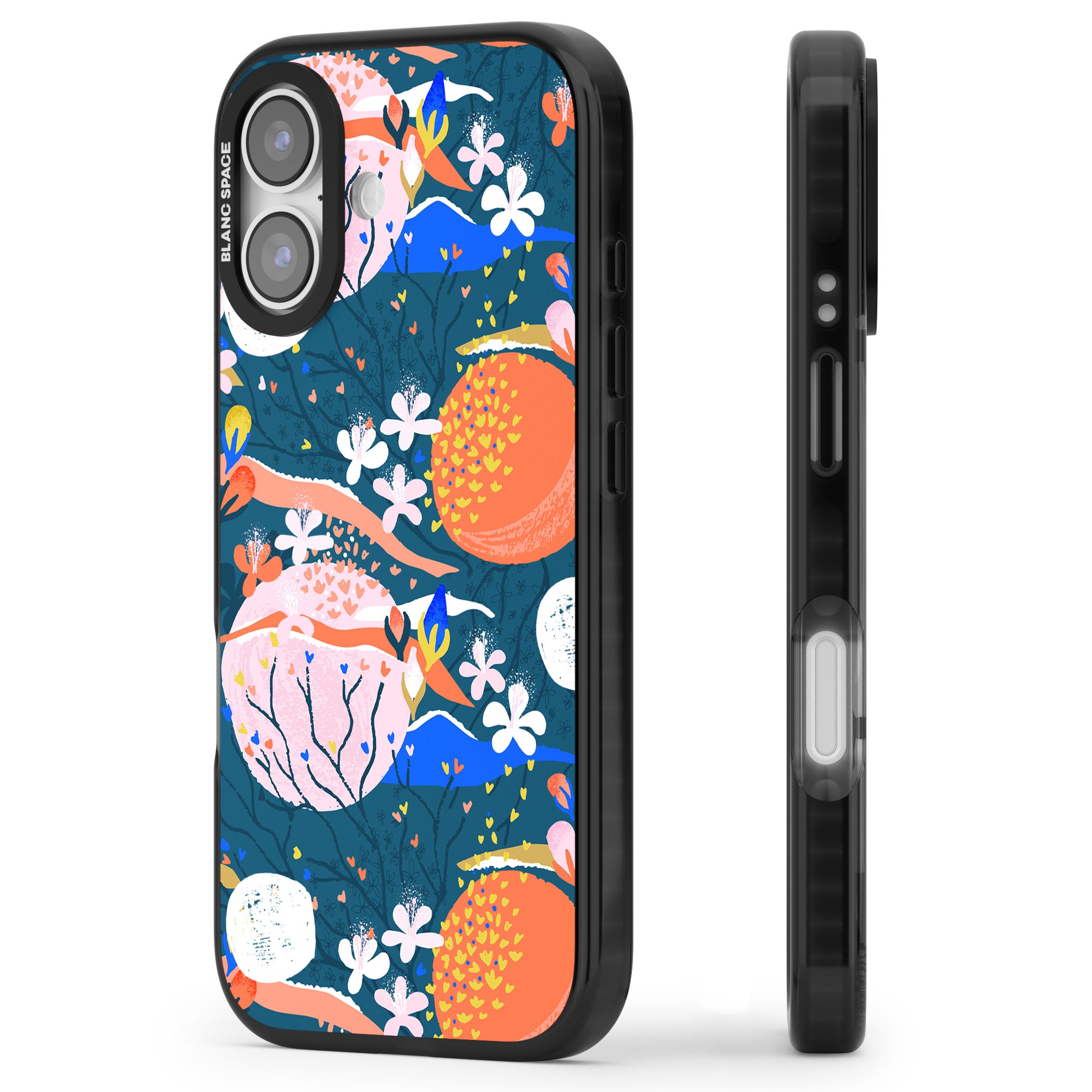 Vibrant Coral Pattern iPhone 17 Impact Black Phone Case Side Profile