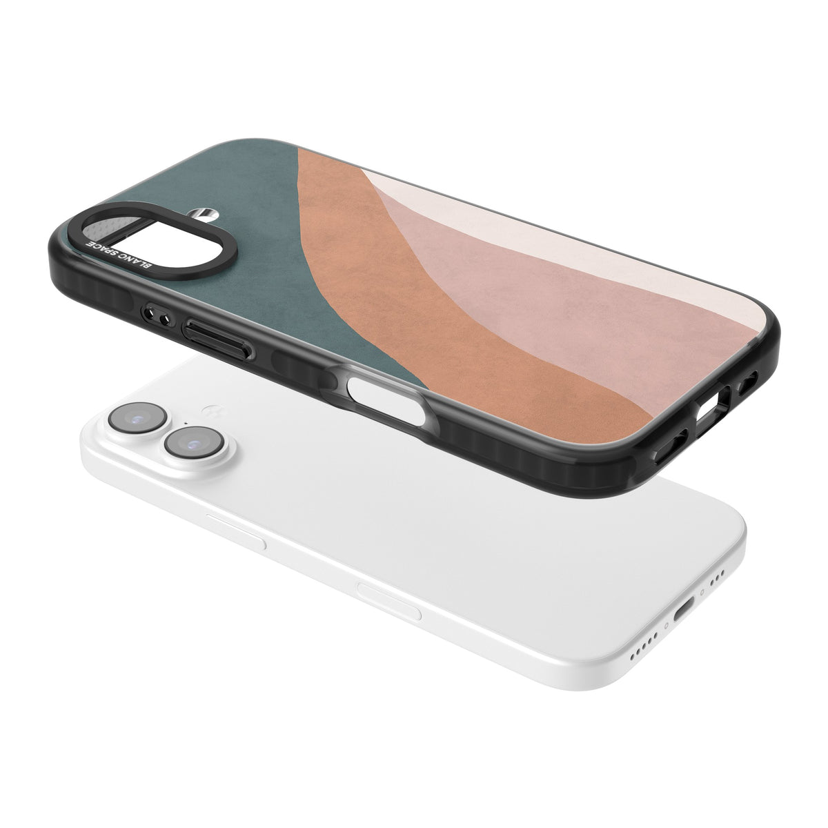 Earthwave Abstract iPhone 16 / iPhone 16 Plus / iPhone 17 Impact Black Phone Case angled