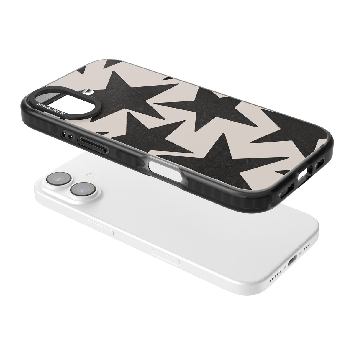 Black Superstars iPhone 16 / iPhone 16 Plus / iPhone 17 Impact Black Phone Case angled