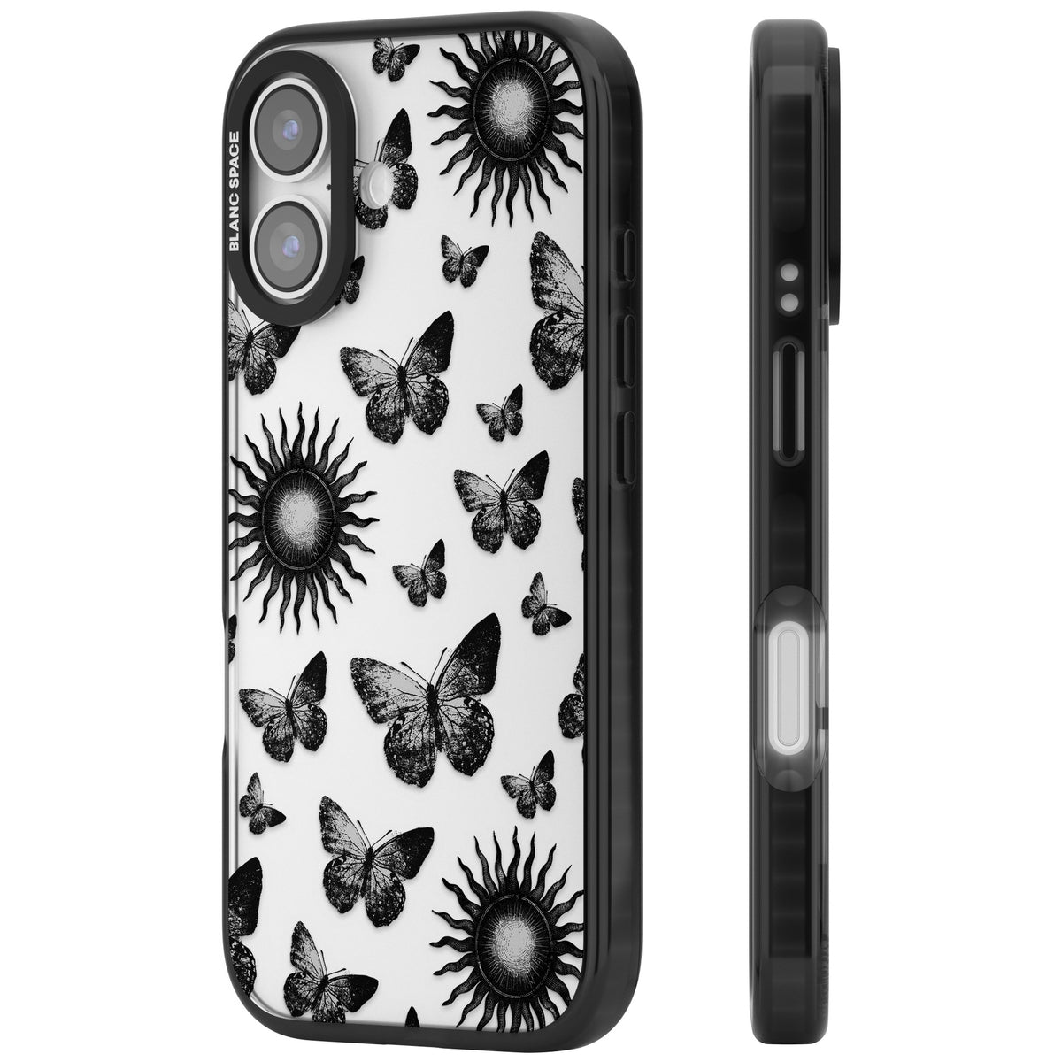 Butterflies Suns iPhone 16 / iPhone 16 Plus / iPhone 17 Impact Black Phone Case side